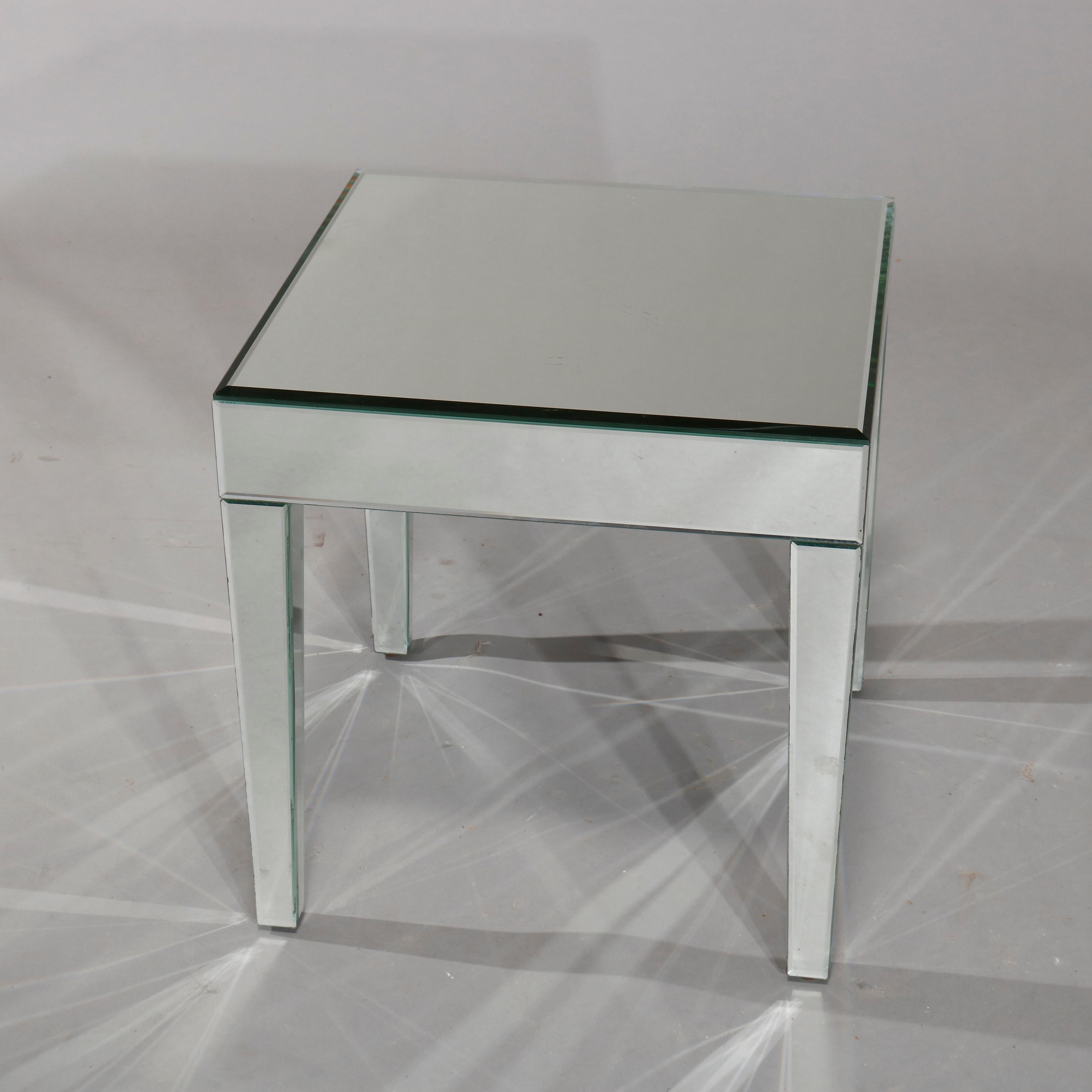 Pair of Mid-Century Modern Mirrored Glass Side Tables, circa 1960 1
