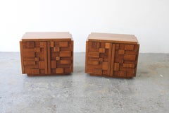 Pair Mid-Century Modern Paul Evans Style Lane Staccato Brutalist Nightstands