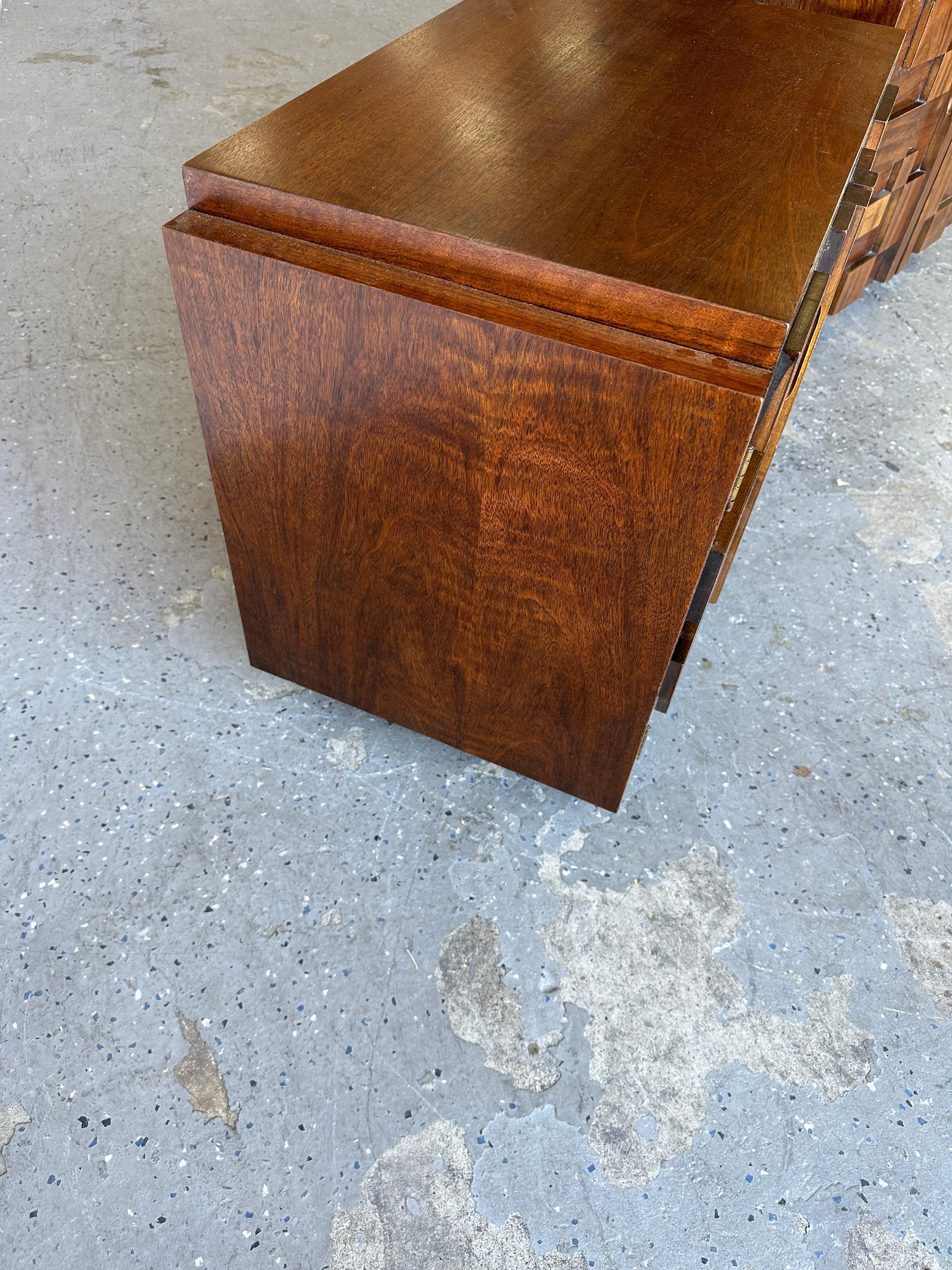 Walnut Pair  Mid-Century Modern Paul Evans Style Lane Staccato Brutalist  Nightstands