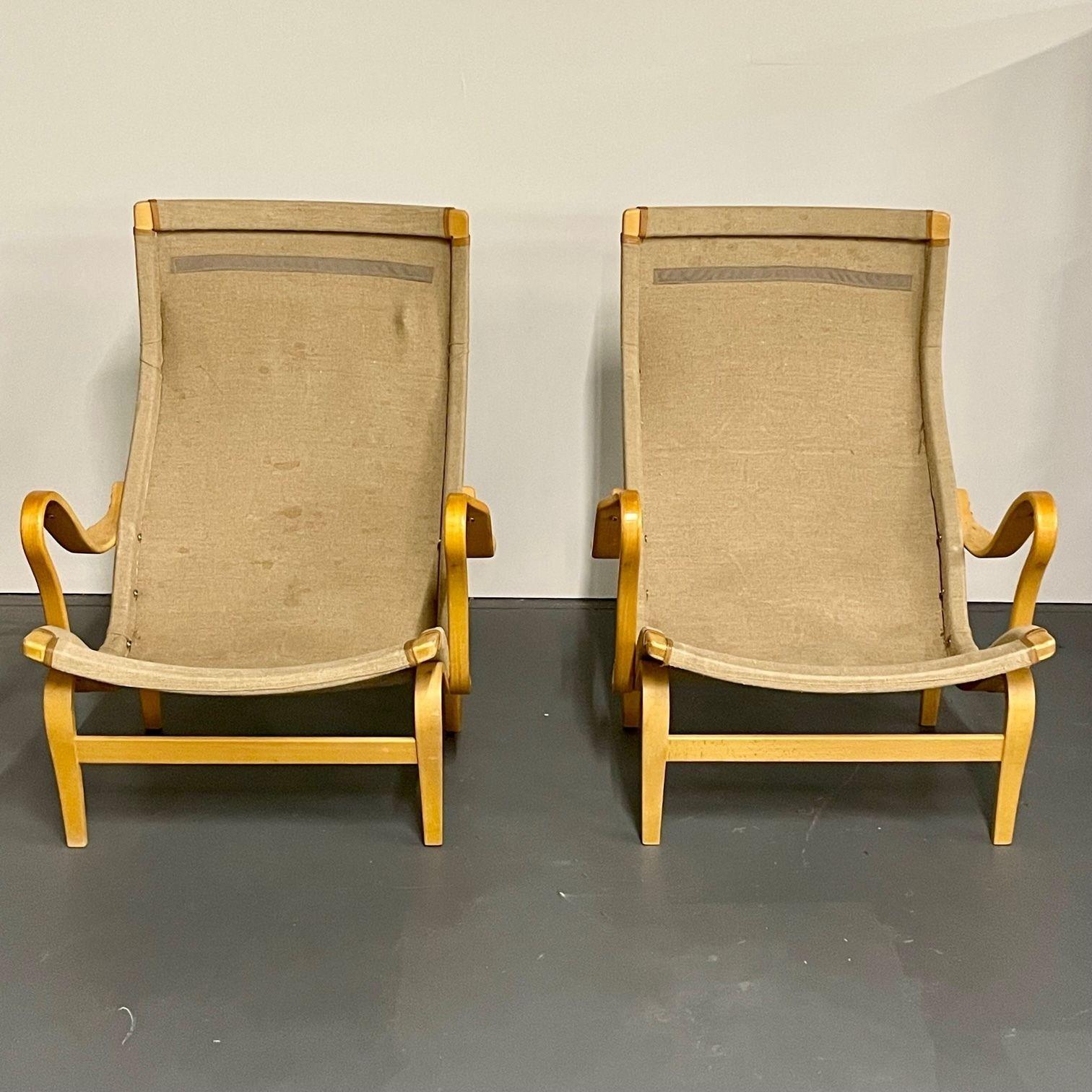 Pair Mid-Century Modern Pernilla Arm / Lounge Chairs by Bruno Mathsson, Denmark 2