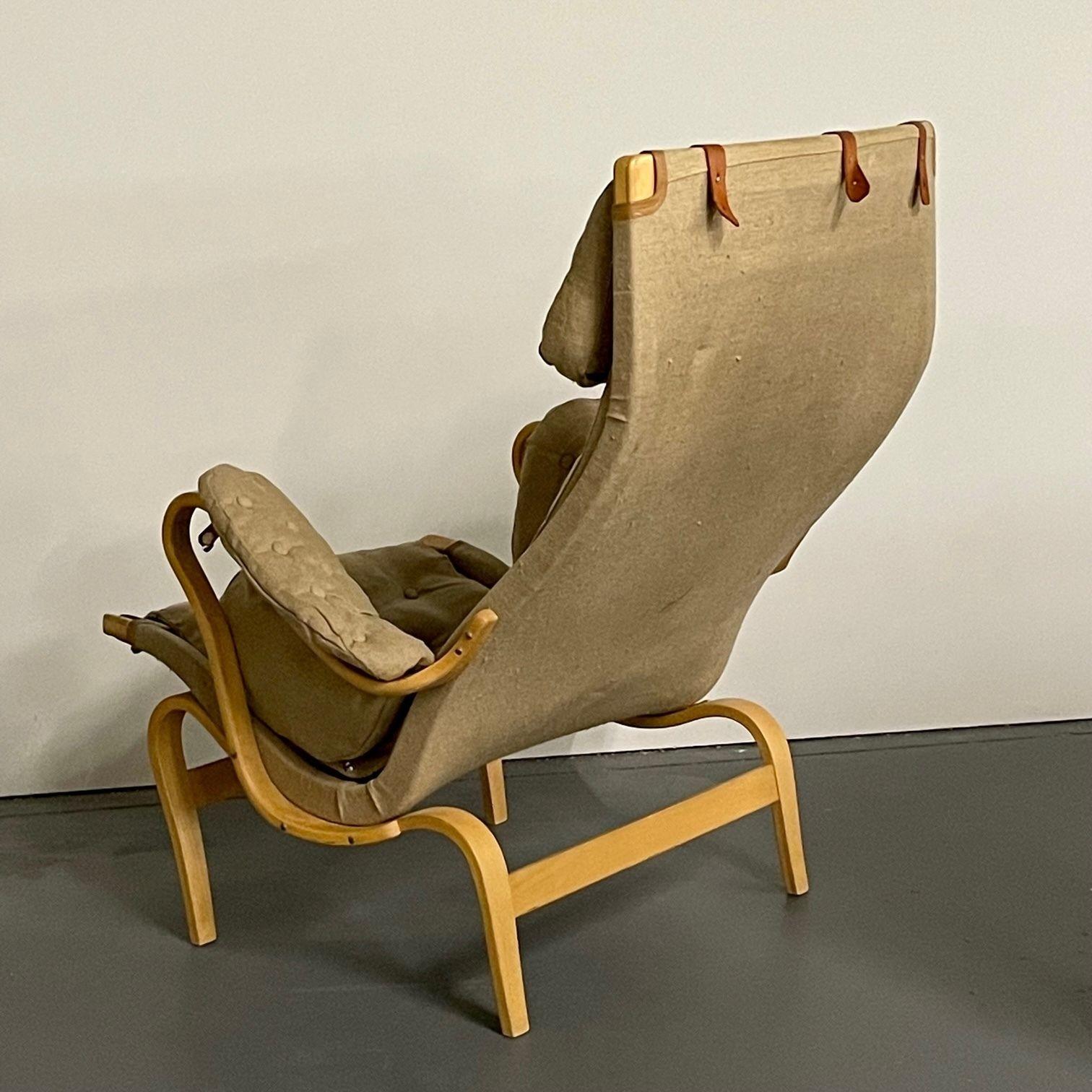 Pair Mid-Century Modern Pernilla Arm / Lounge Chairs by Bruno Mathsson, Denmark 3