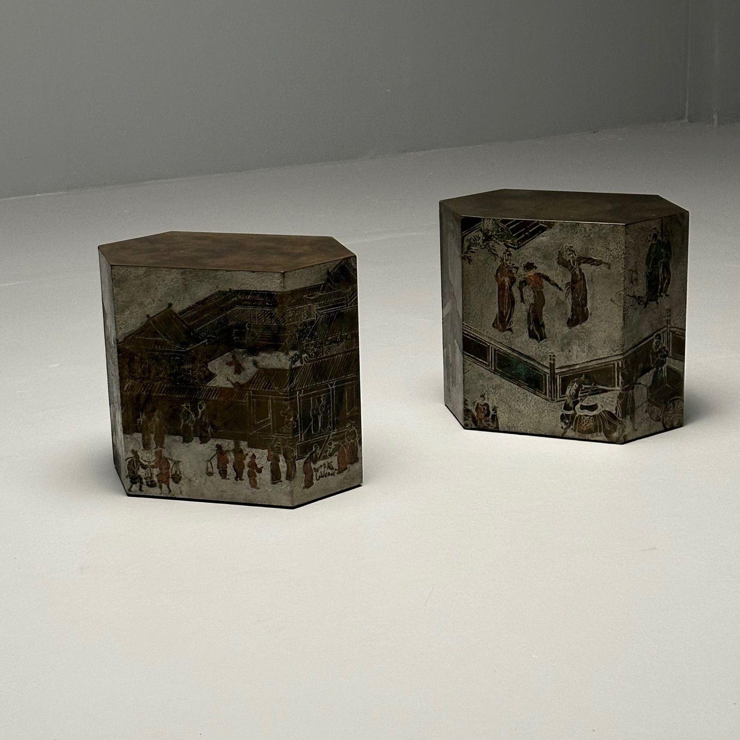 Philip & Kelvin LaVerne Mid-Century Modern Bronze Spring Festival Side Tables 2