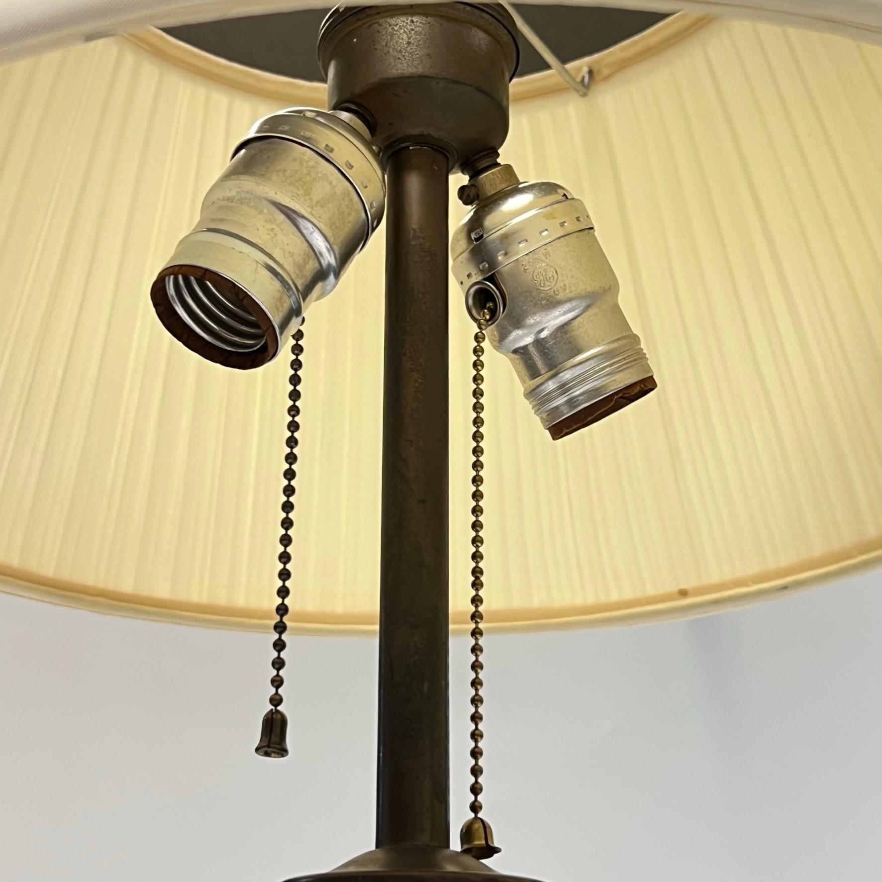 Glazed Pair Mid-Century Modern Porcelain Table Lamps with Sang de Boueuf Glaze For Sale