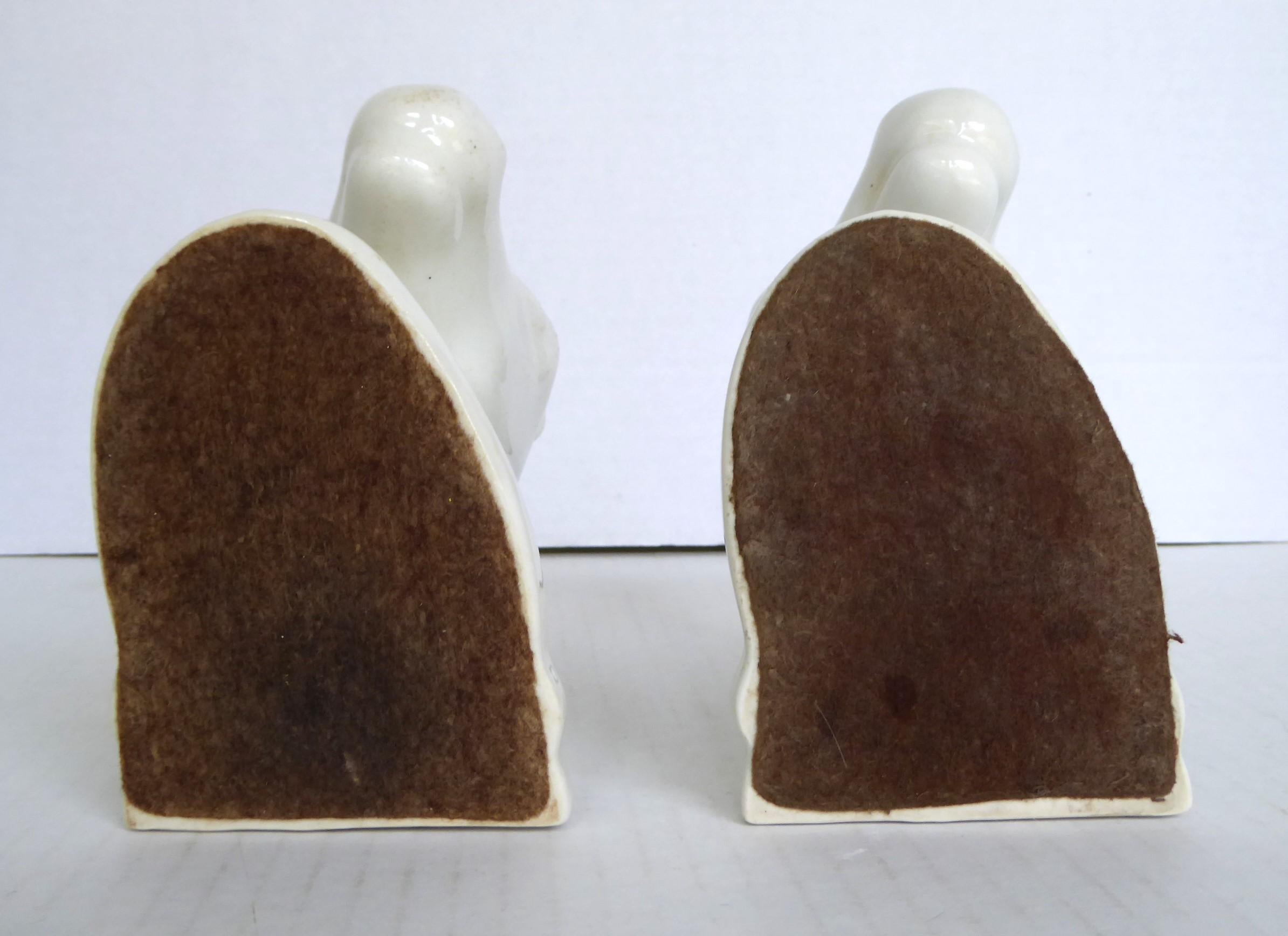 Ceramic Pair Mid Century Modern Pottery White Horse Head Bookends Abingdon Pottery 1940s For Sale