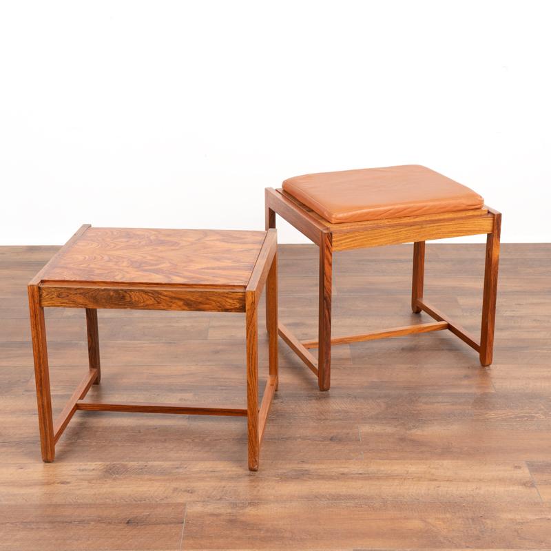 Danish Pair, Mid-Century Modern Reversible Stools and Side Tables from Denmark