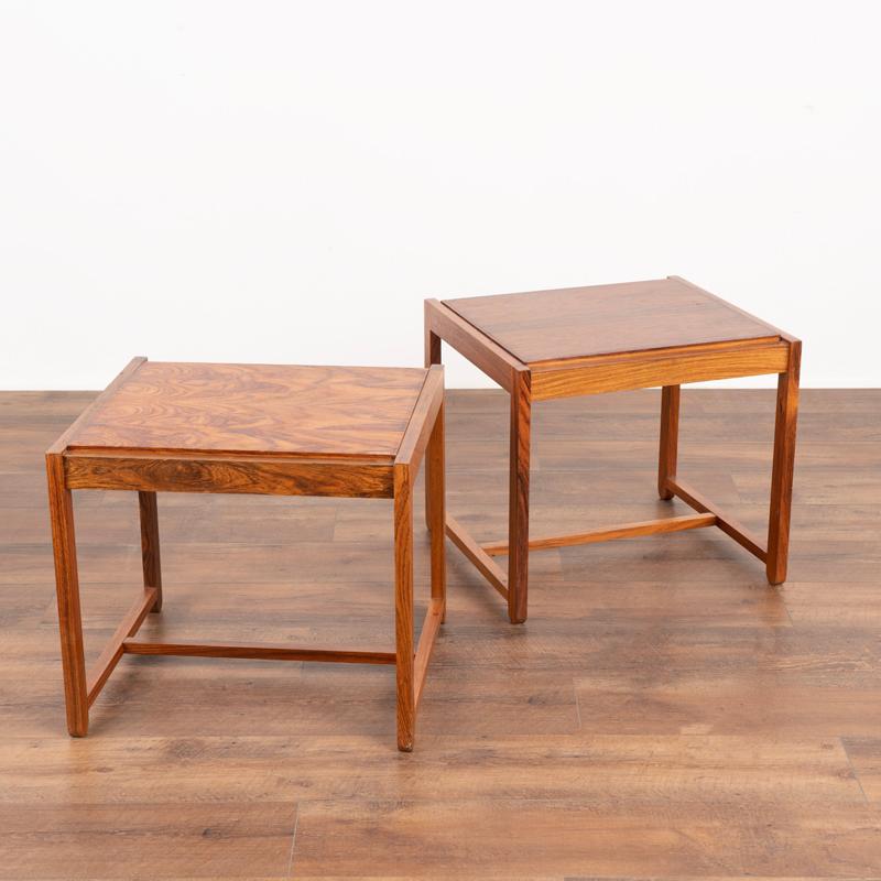 Pair, Mid-Century Modern Reversible Stools and Side Tables from Denmark In Good Condition In Round Top, TX