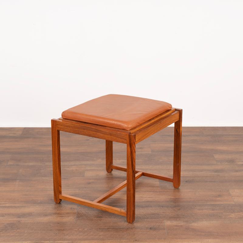 Leather Pair, Mid-Century Modern Reversible Stools and Side Tables from Denmark