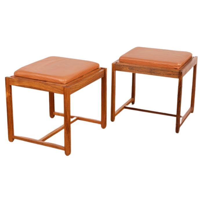 Pair, Mid-Century Modern Reversible Stools and Side Tables from Denmark