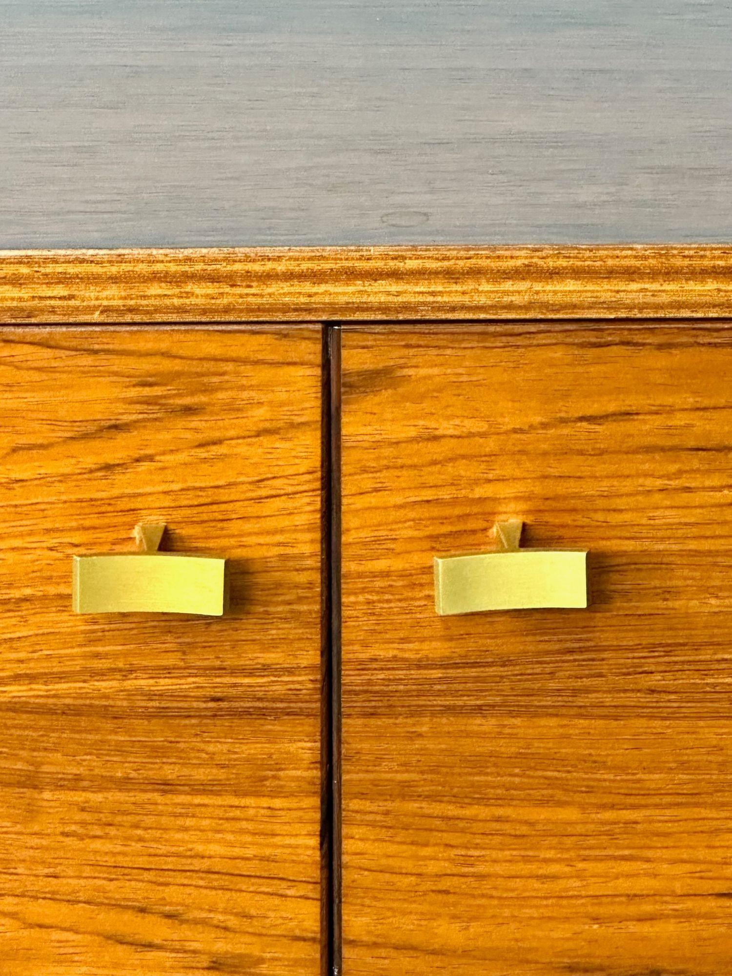 Pair Mid-Century Modern Rosewood Nightstands / Cabinets, Chests Brass Pulls 9