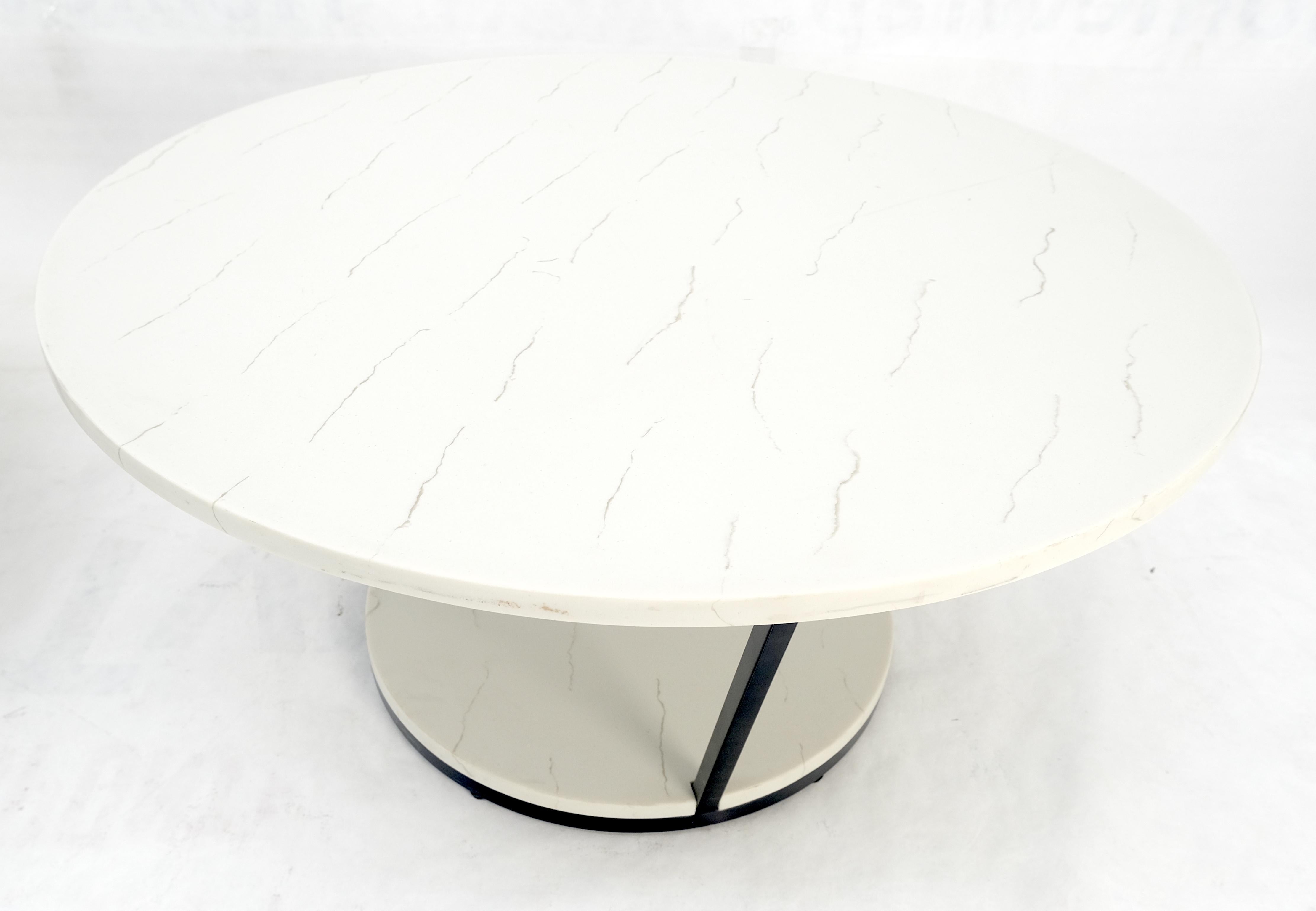 Pair Mid Century Modern  Round Marble Top Large 35
