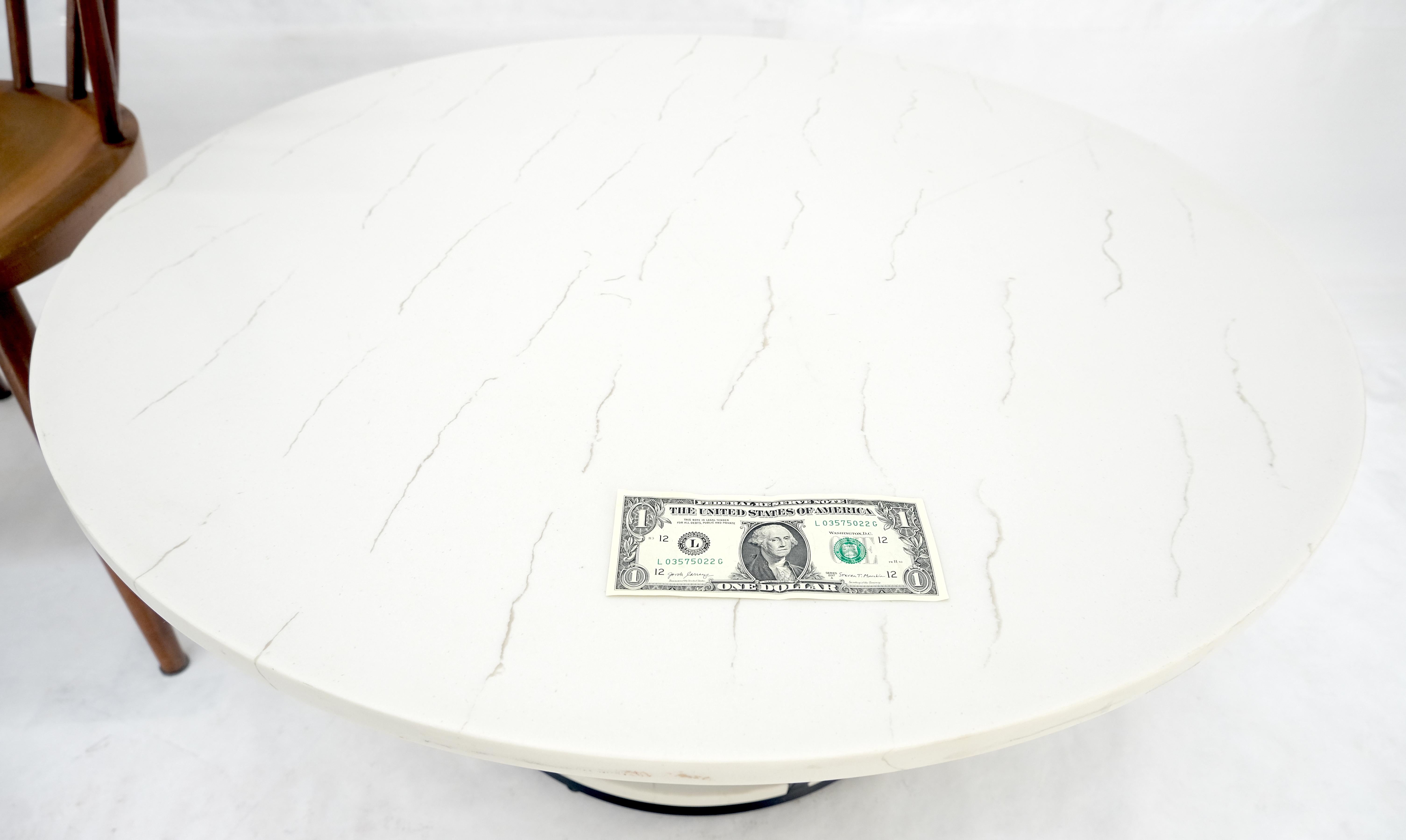Pair Mid Century Modern  Round Marble Top Large 35