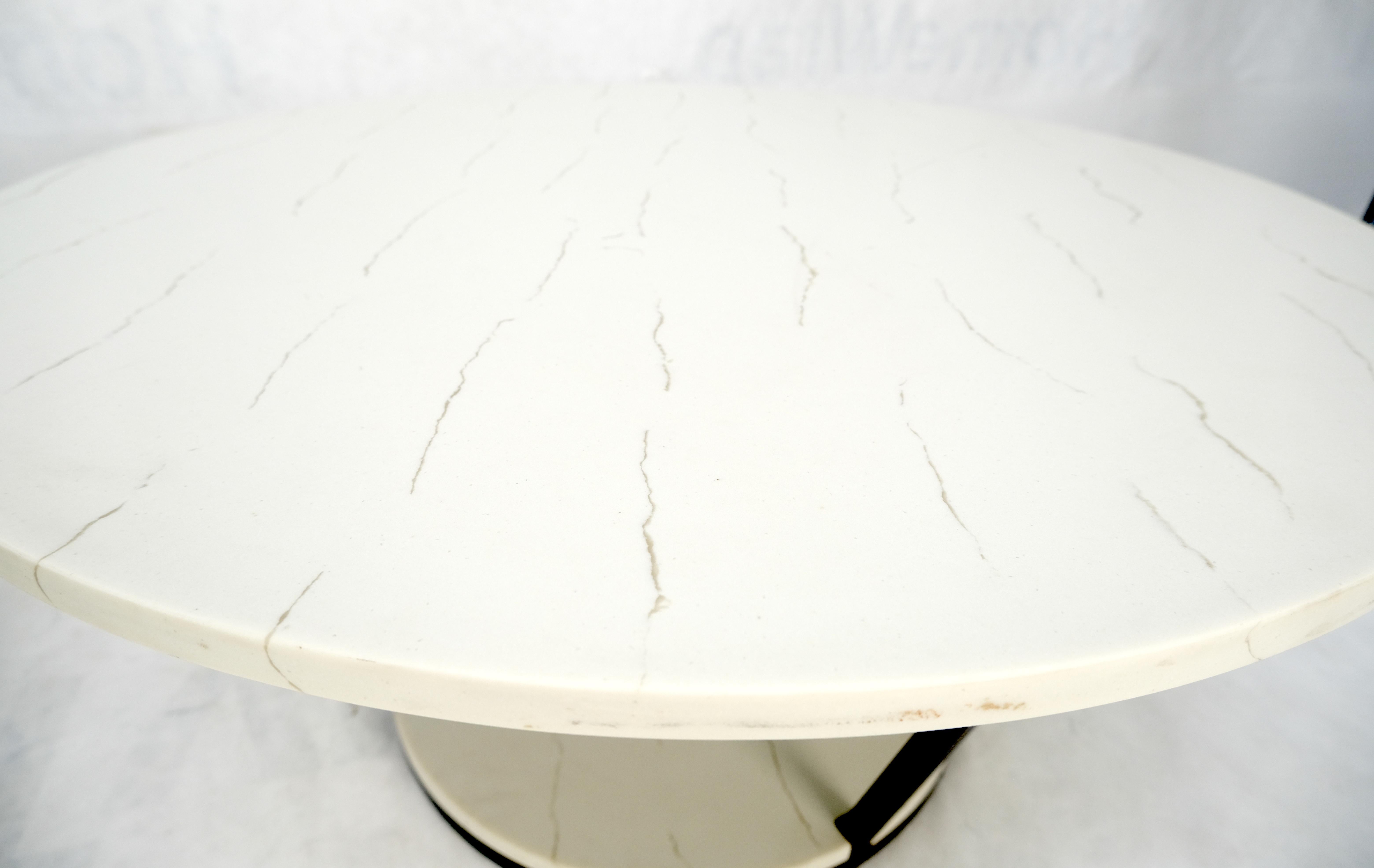 Pair Mid Century Modern  Round Marble Top Large 35