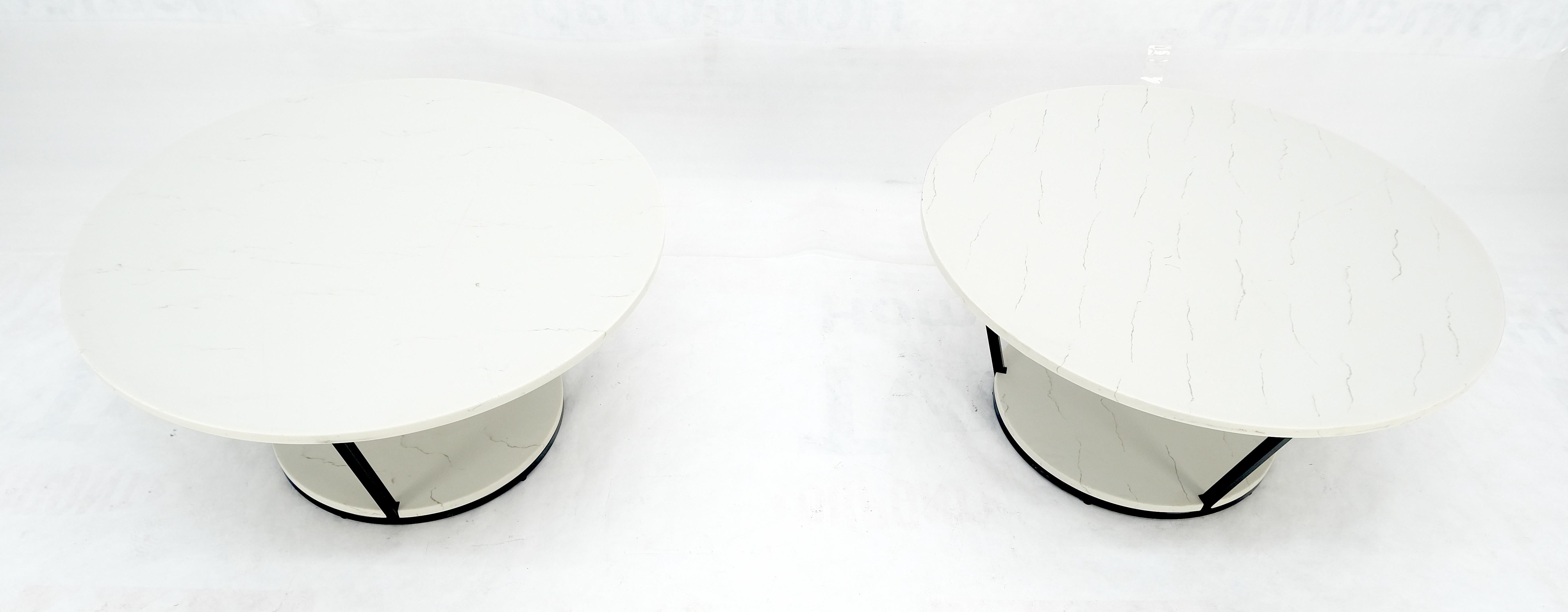 Mid-Century Modern Pair Mid Century Modern  Round Marble Top Large 35