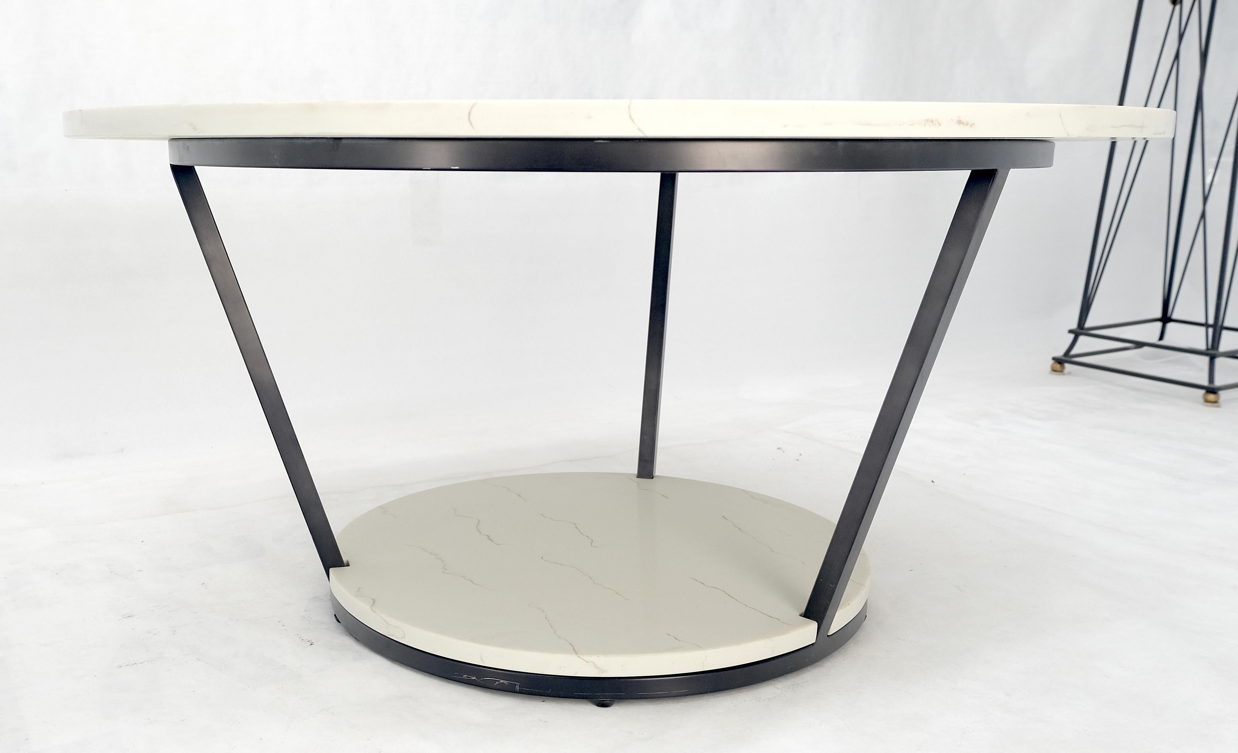 American Pair Mid Century Modern  Round Marble Top Large 35