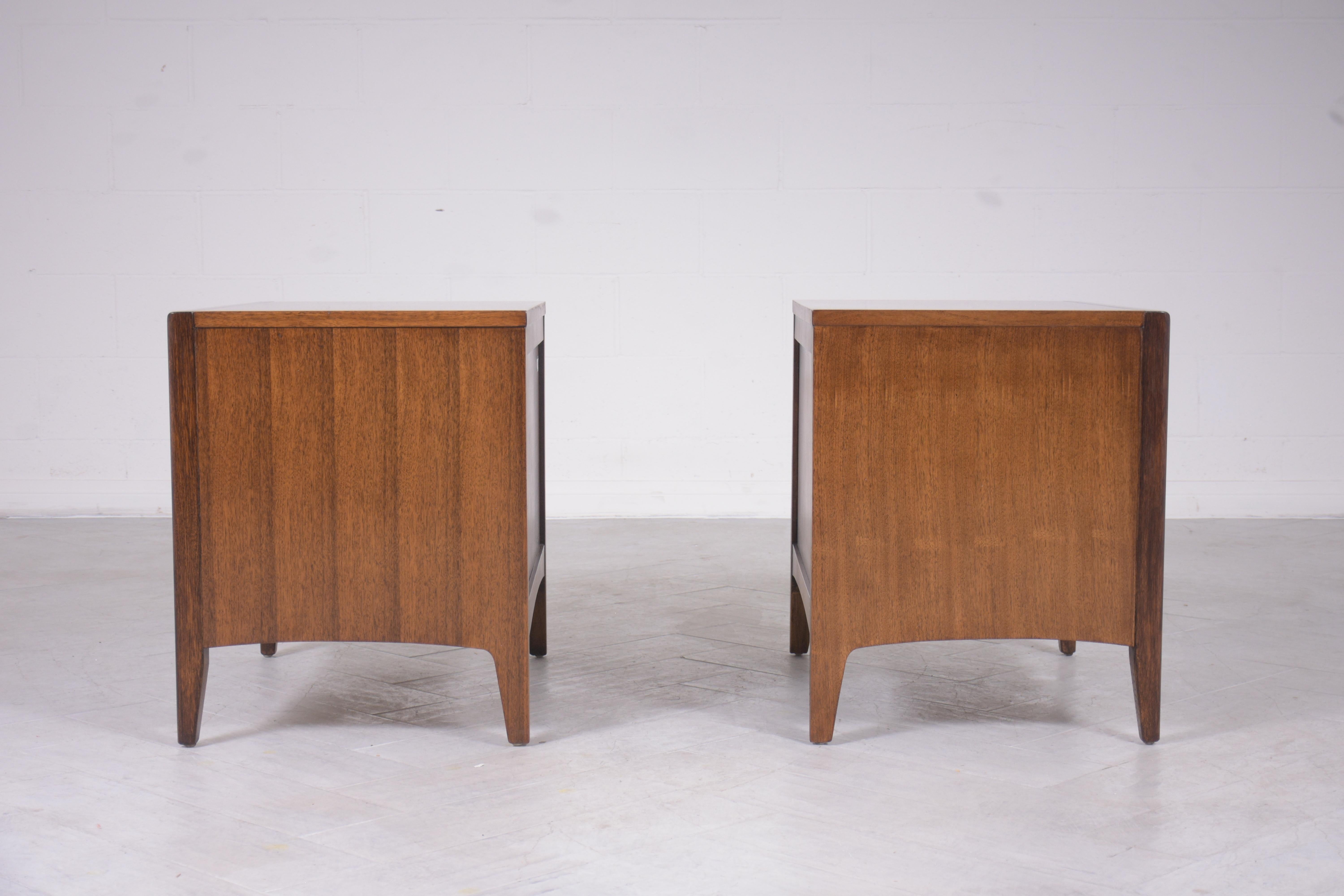 Refined Vintage 1960s Walnut Nightstands: Mid-Century Modern Elegance Restored For Sale 1