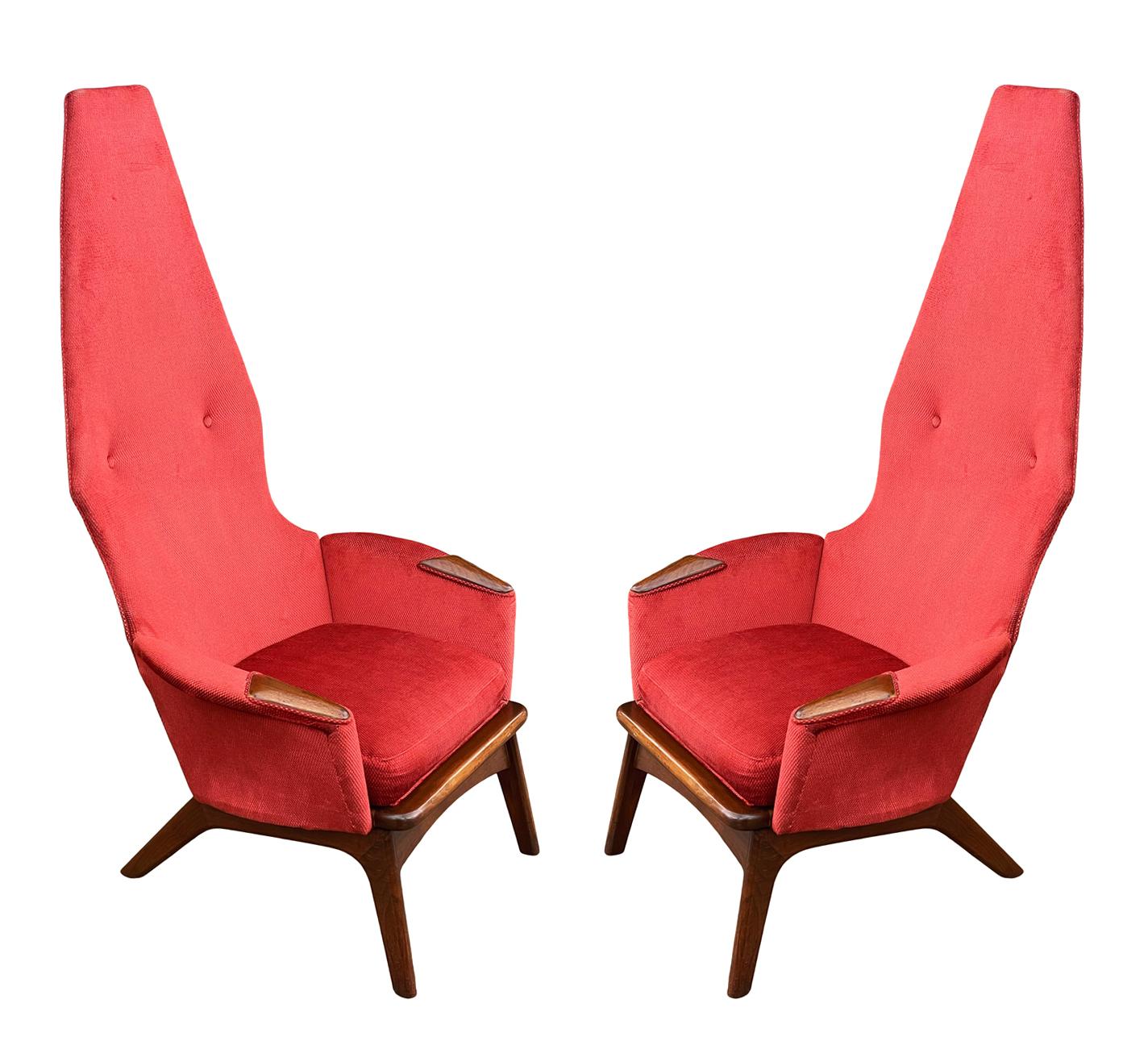 Pair Mid-Century Modern Sculptural High Back Lounge Chairs by Adrian Pearsall In Good Condition For Sale In Philadelphia, PA