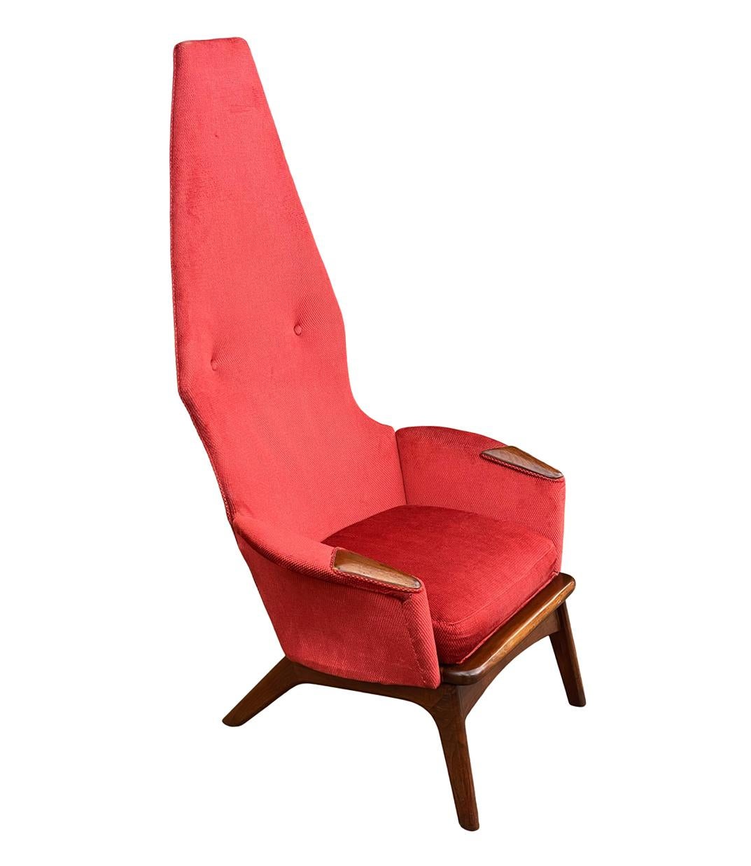 Fabric Pair Mid-Century Modern Sculptural High Back Lounge Chairs by Adrian Pearsall For Sale