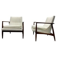 Vintage Pair Mid-Century Modern Sculptural Lounge Chairs Style of IB Kofod-Larsen