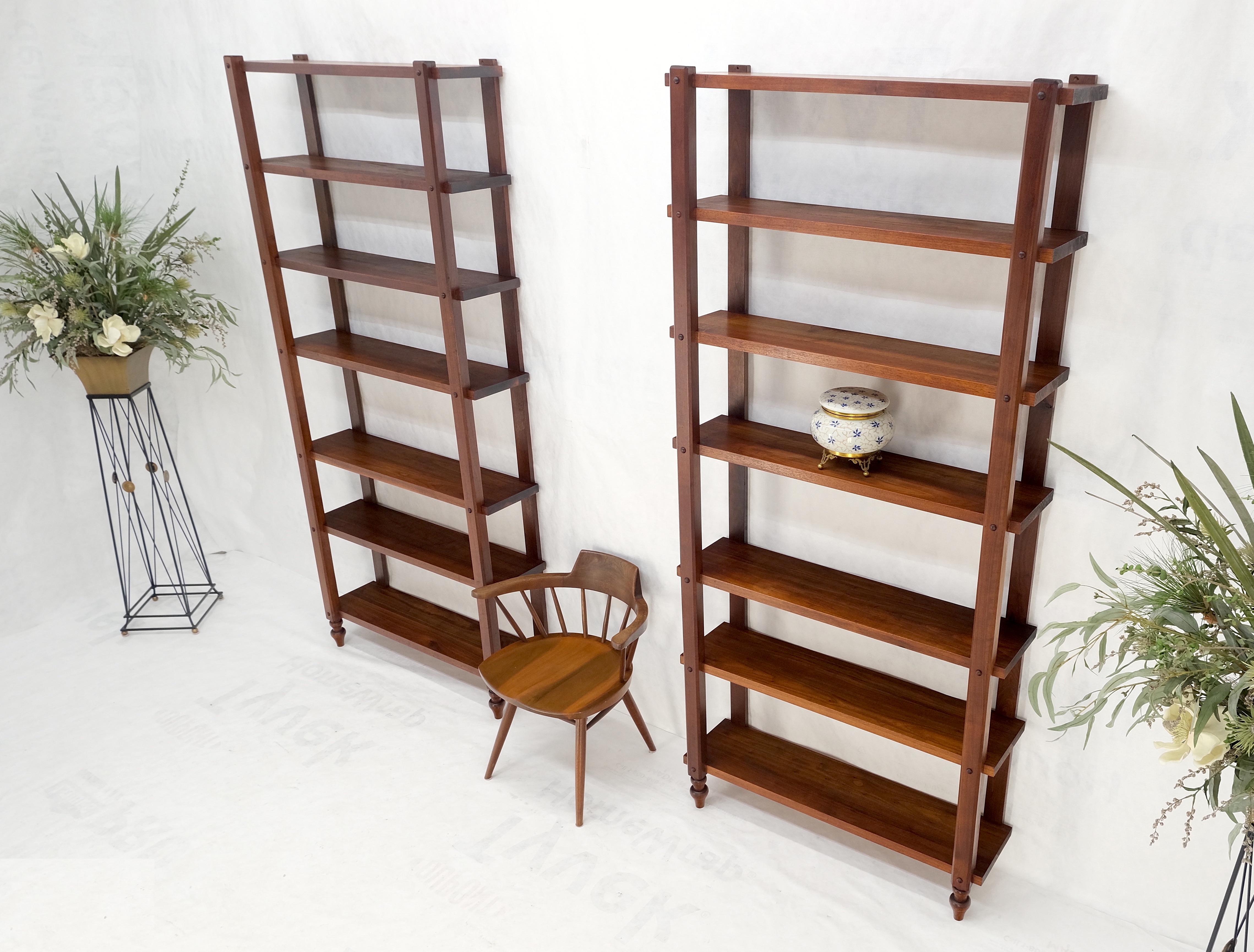 Pair Mid-Century Modern Solid Oiled Walnut Etageres Bookcases Wall Units Mint! 4