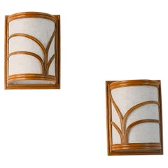 Coppia di lampade da parete in rattan in stile moderno del Medioevo