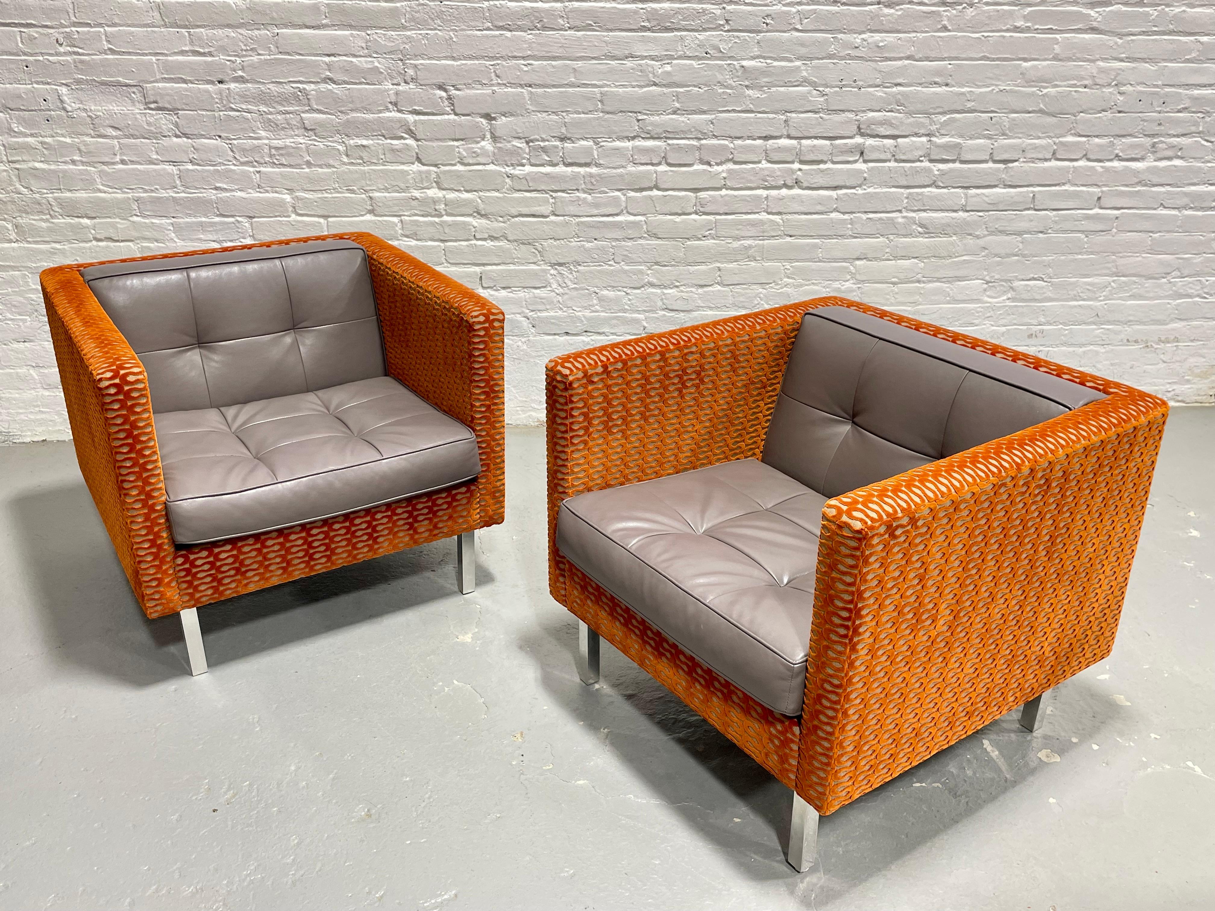 Pair Mid Century Modern styled Lounge Chairs with Custom Upholstery, NienKamper For Sale 7