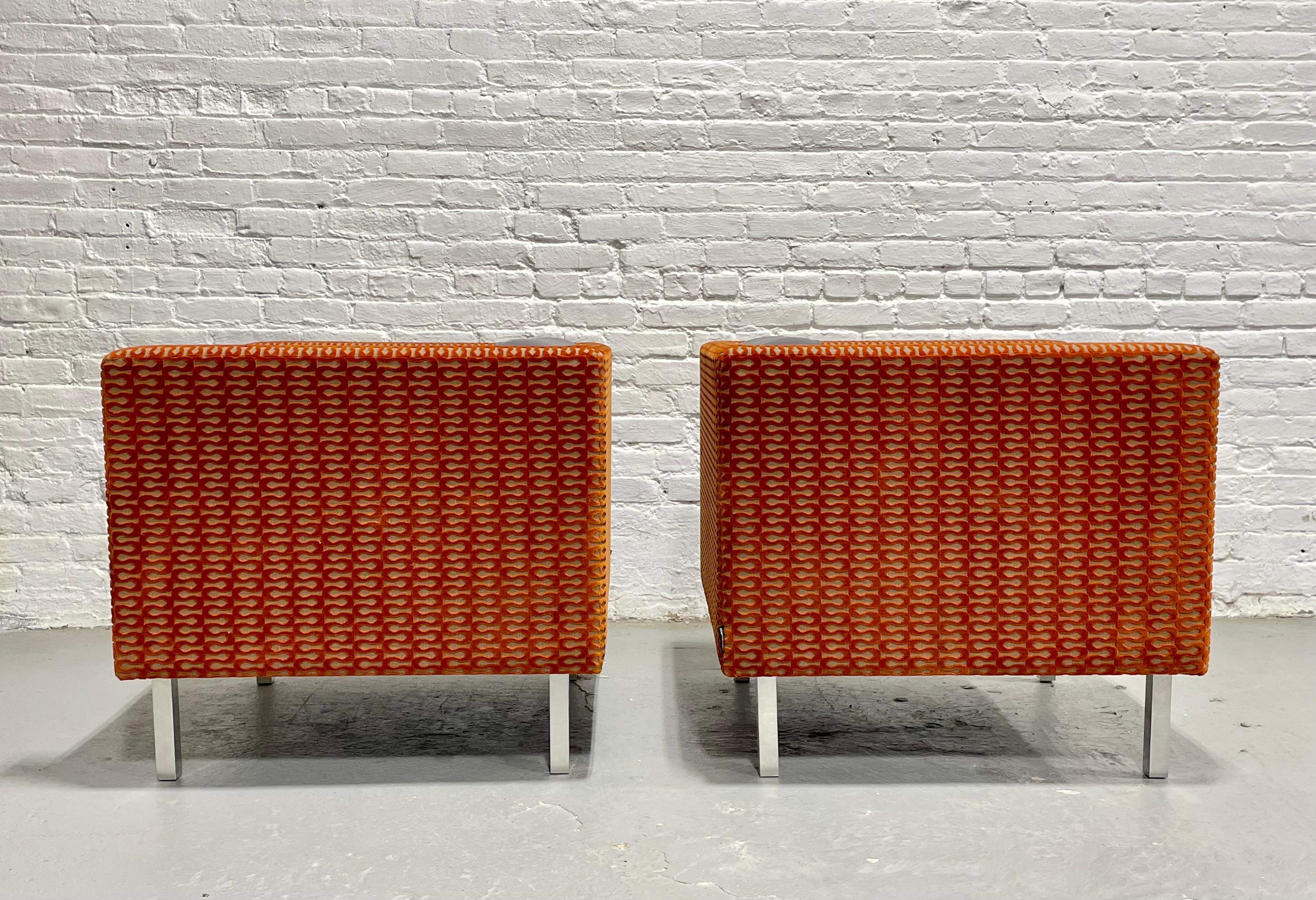 Pair Mid Century Modern styled Lounge Chairs with Custom Upholstery, NienKamper For Sale 9