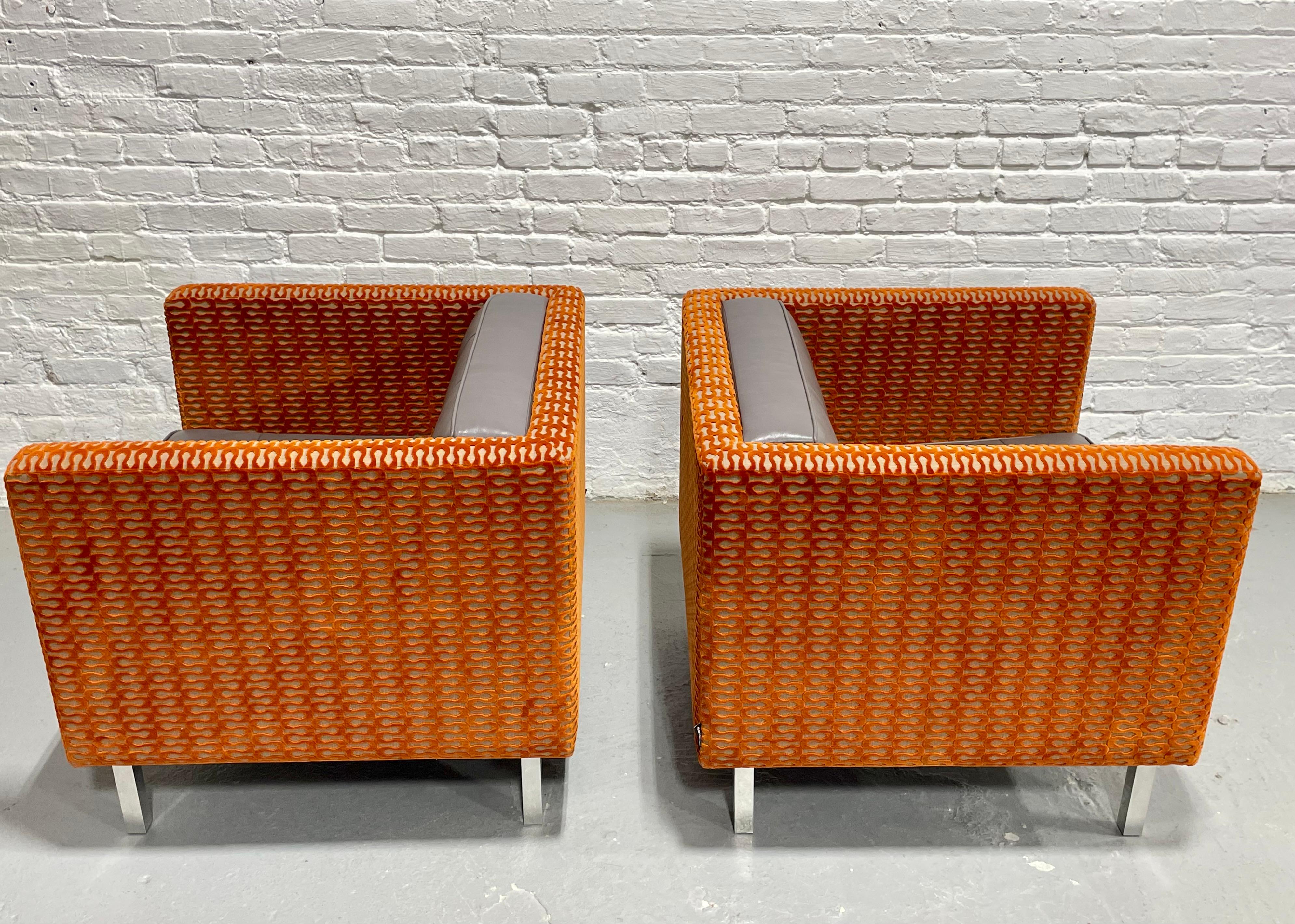 Pair Mid Century Modern styled Lounge Chairs with Custom Upholstery, NienKamper For Sale 10