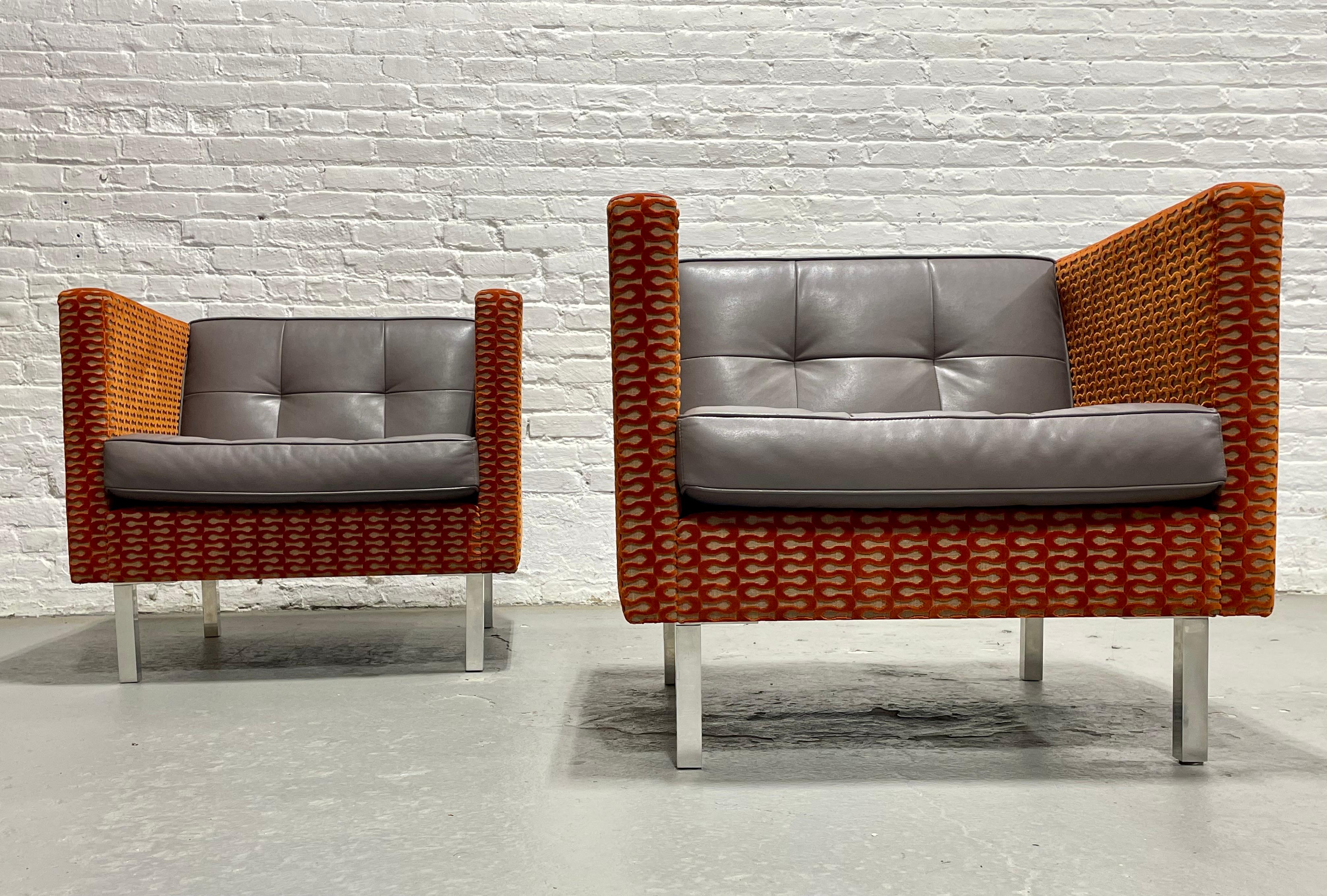 Pair Mid Century Modern styled Lounge Chairs with Custom Upholstery, NienKamper In Good Condition For Sale In Weehawken, NJ