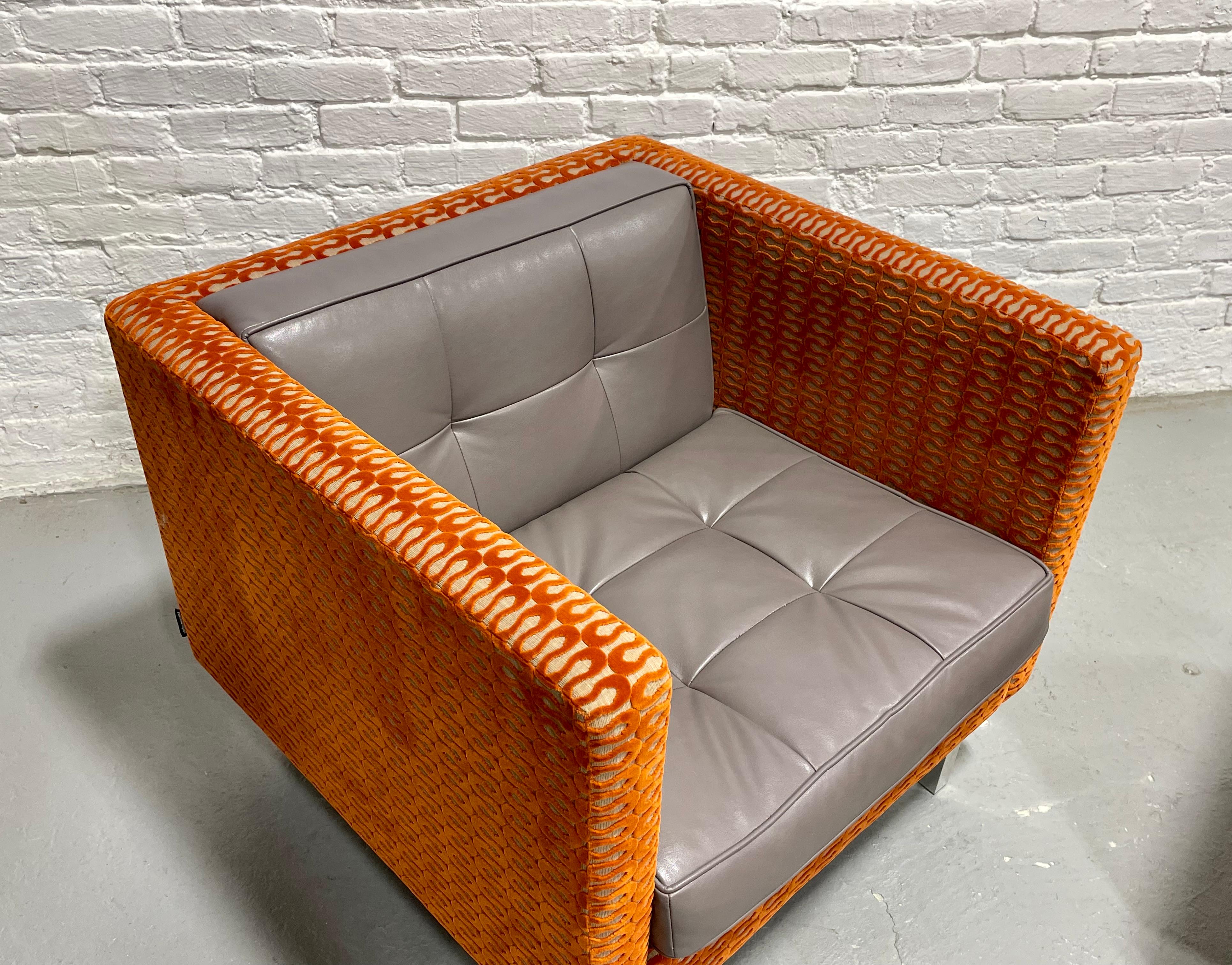 Pair Mid Century Modern styled Lounge Chairs with Custom Upholstery, NienKamper For Sale 2