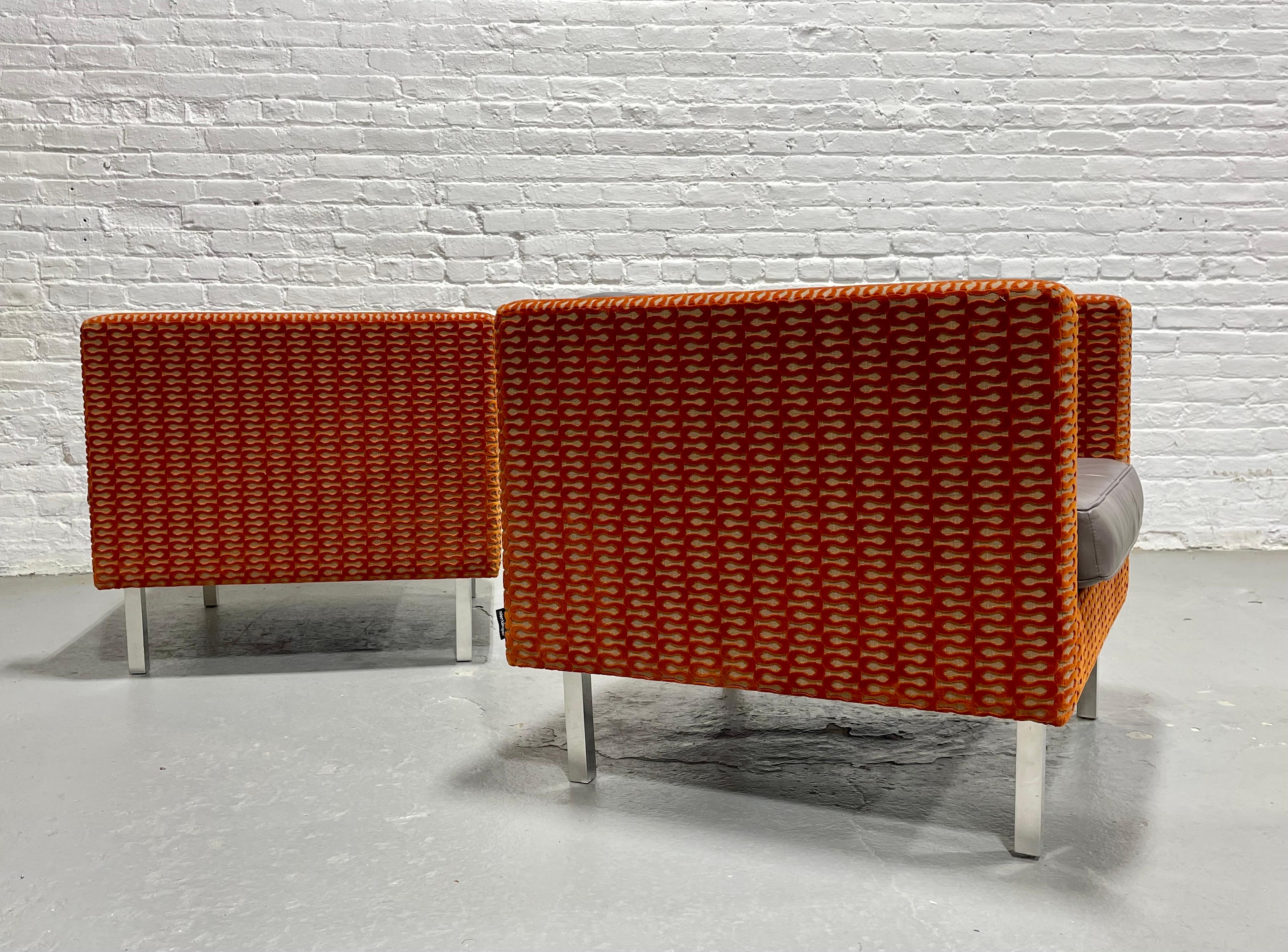 Pair Mid Century Modern styled Lounge Chairs with Custom Upholstery, NienKamper For Sale 4