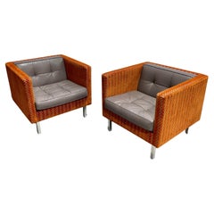 Pair Mid Century Modern styled Lounge Chairs with Custom Upholstery, NienKamper