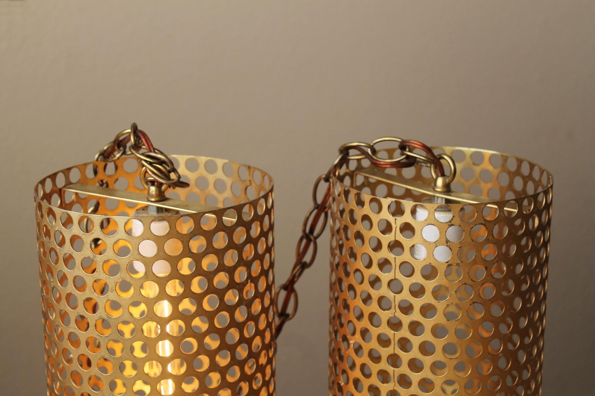 Italian Pair Mid Century Modern Swag Lamps!  Iconic 1950s Gino Sarfatti for Raymor! Gold For Sale
