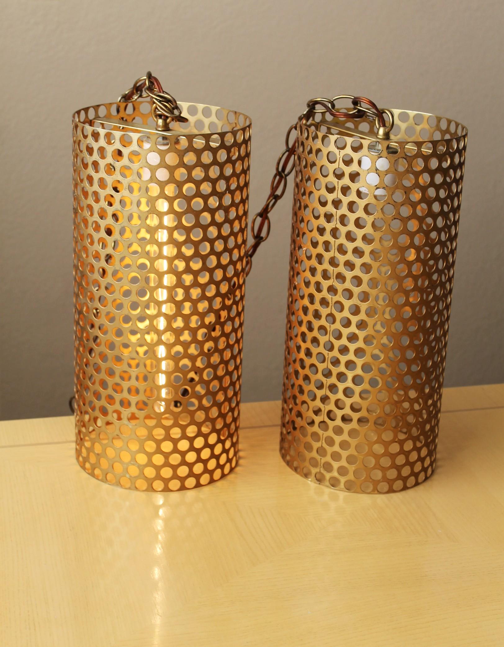 20th Century Pair Mid Century Modern Swag Lamps!  Iconic 1950s Gino Sarfatti for Raymor! Gold For Sale