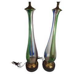 Paar moderne mundgeblasene Tischlampen aus Muranoglas von Barovier & Toso, Mid-Century Modern