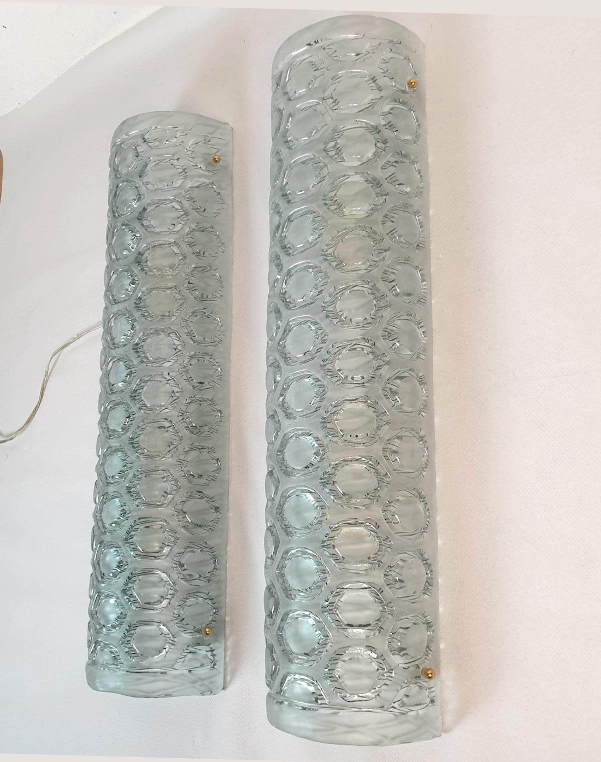 Mid-Century Modern Mid Century Modern Green Murano Glass Sconces - a pair For Sale