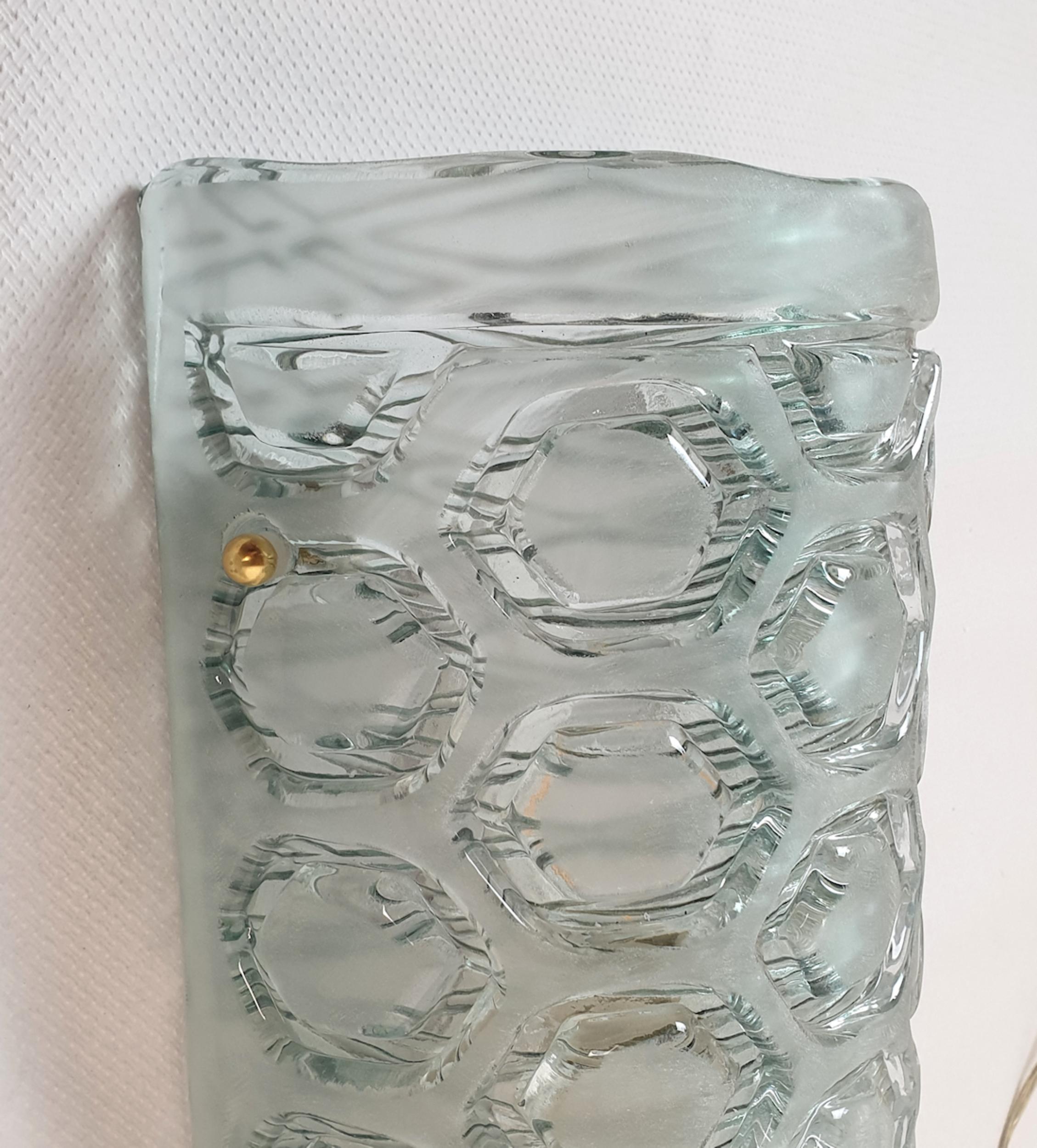 Mid Century Modern Grüne Murano Glas Wandleuchten - ein Paar im Angebot 1