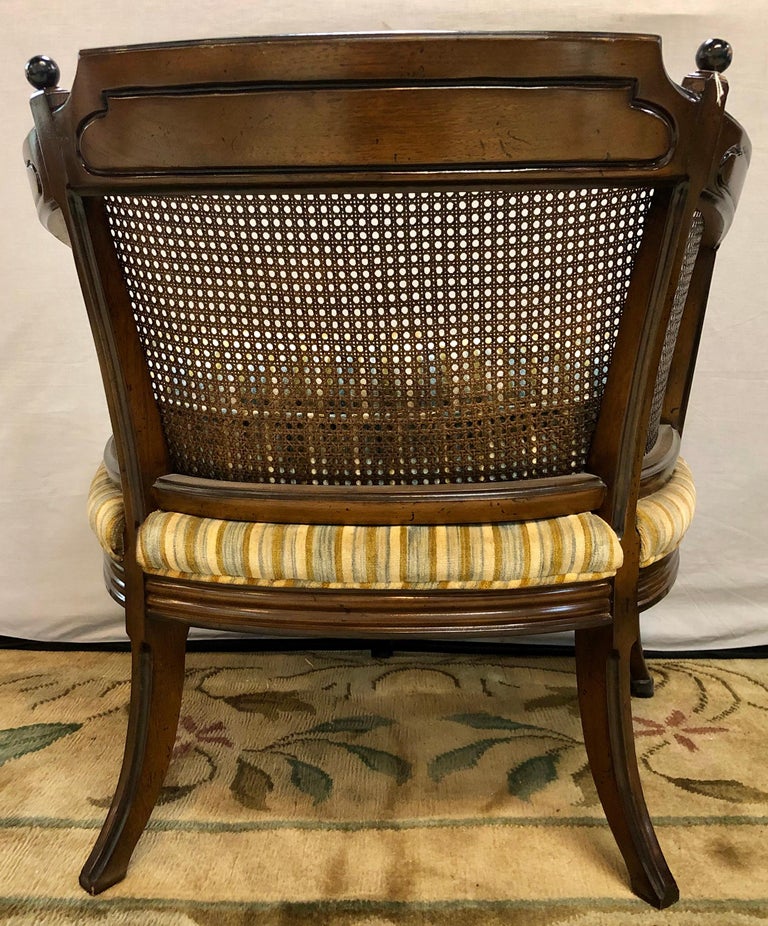 Pair of MidCentury Modern Tub Chairs in Striped Upholstery with