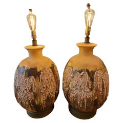 Pair Mid-Century Modern Volcanic Table Lamps