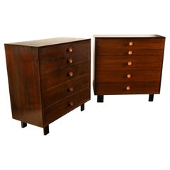 Vintage Pair Mid Century Modern Walnut Dressers Chests George Nelson Herman Miller 1955