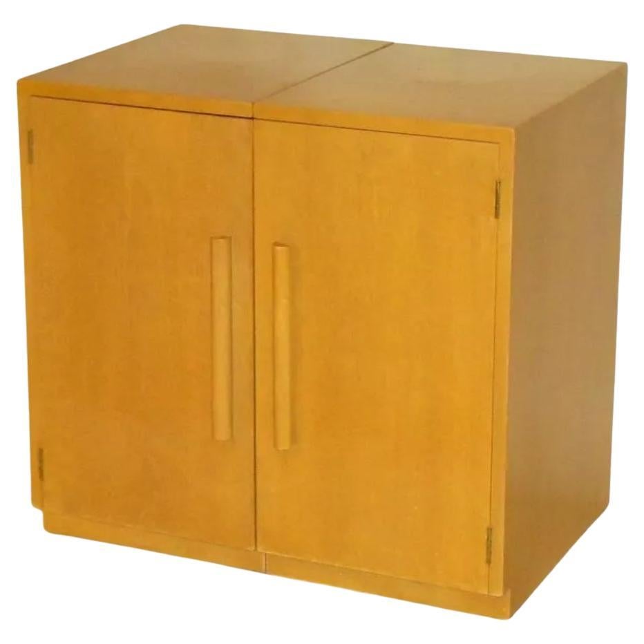 American Pair Mid-Century Modern Widdicomb blonde cabinet door nightstands