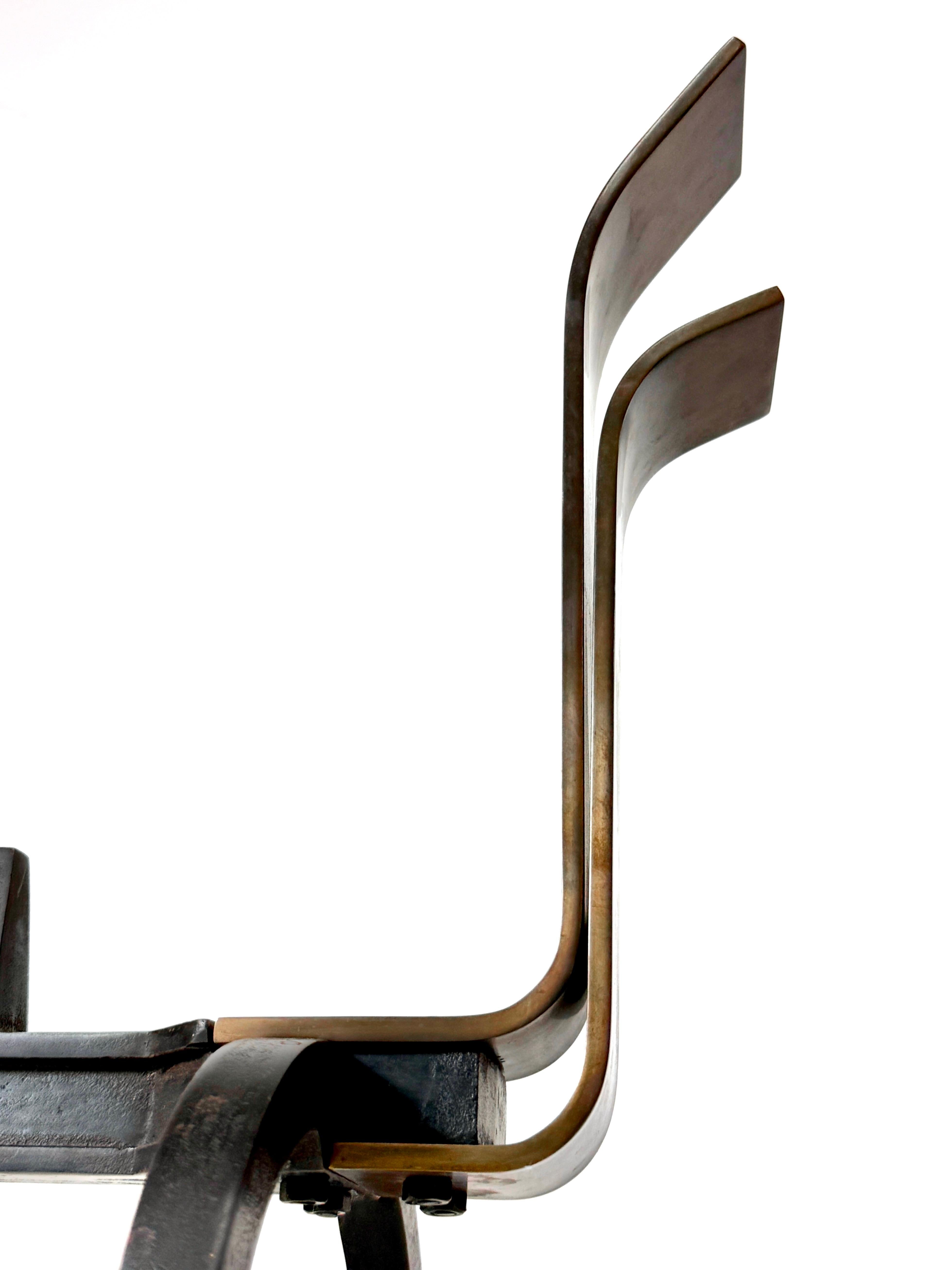 Pair Mid Century Modernist Bronze Andirons by The Saarinen Swanson Group 1940's For Sale 1
