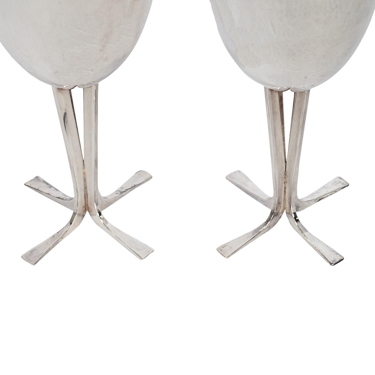 Coppia di calici d'argento modernisti della metà del secolo Joe Reyes Apodaca Oregon 1985 in vendita 2