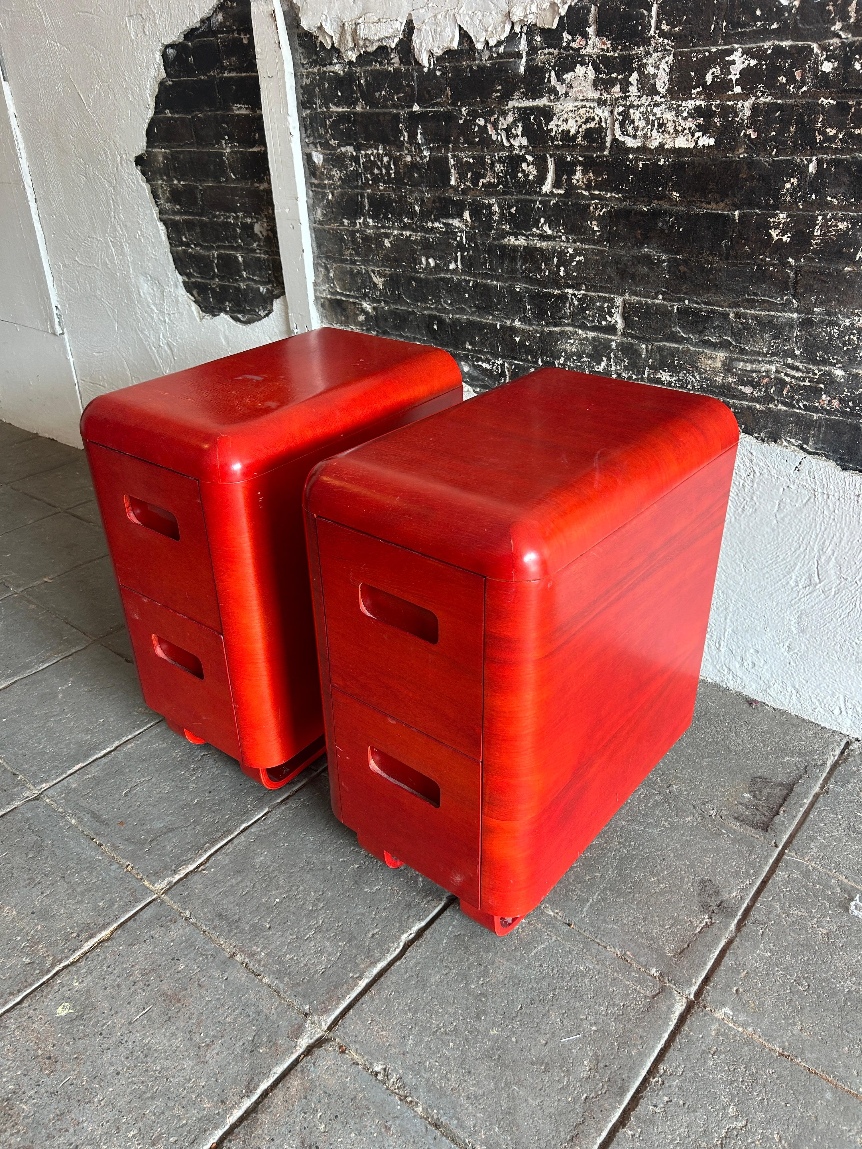 Mid-Century Modern Pair Mid century molded plywood nightstands by Paul Goodman for plymold