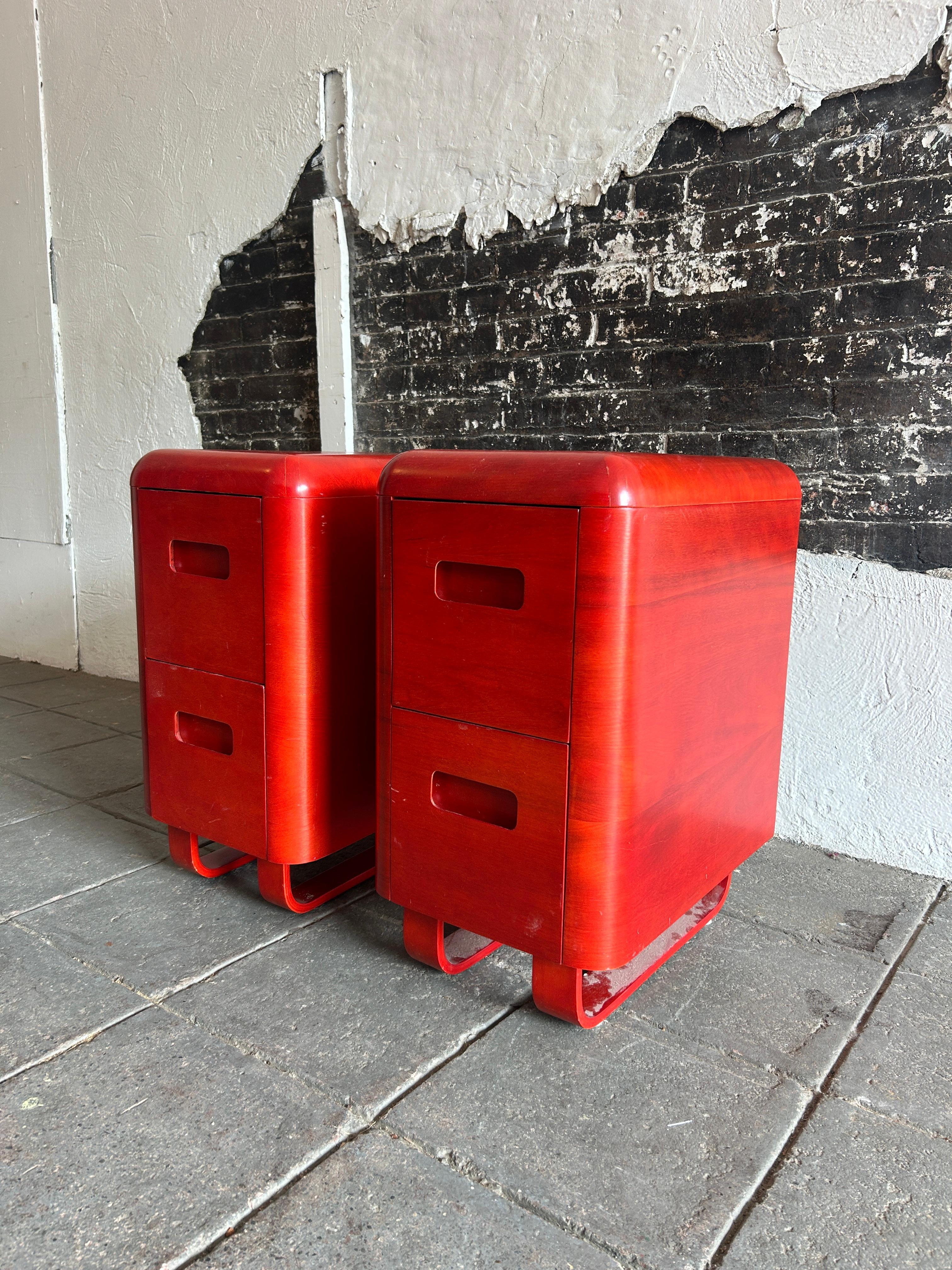 American Pair Mid century molded plywood nightstands by Paul Goodman for plymold