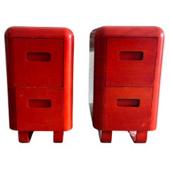 Pair Mid century molded plywood nightstands by Paul Goodman for plymold