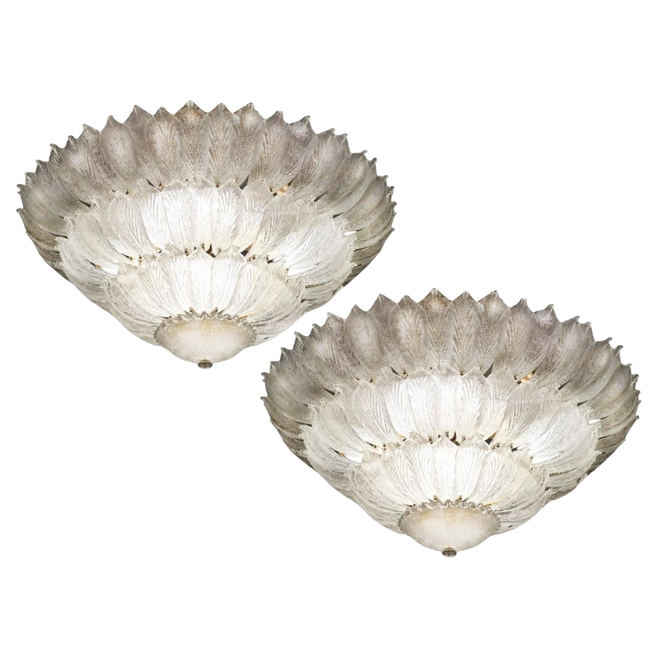 Pair Mid-Century Murano Chandelier Ceiling Lights For Sale