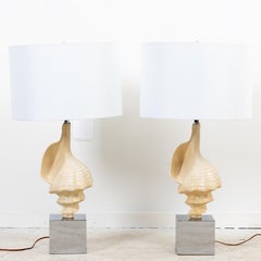 Pair of Midcentury Nautical Ceramic Seashell Lamps
