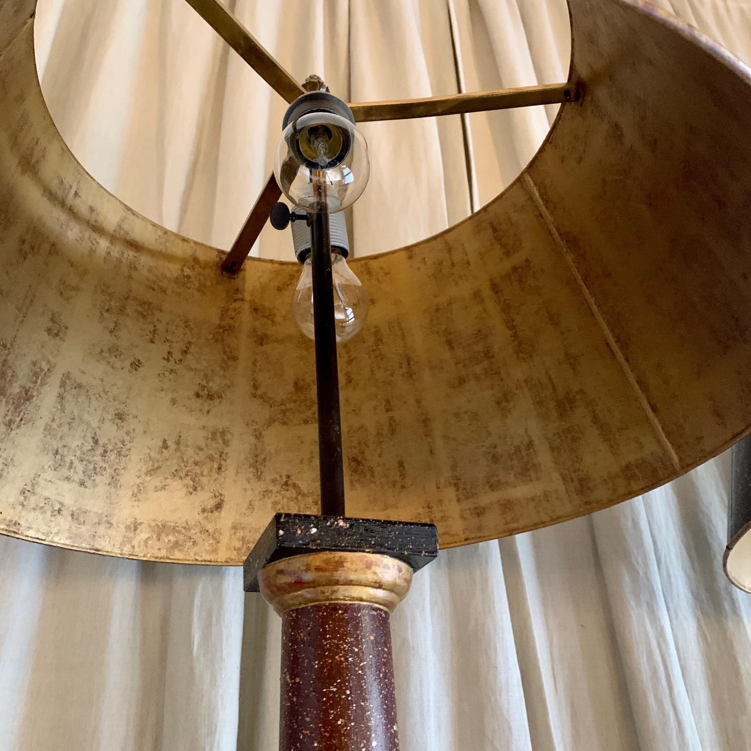 Midcentury Neoclassical Metal and Faux Phorphyry Table Lamps Jansen Style, Pair For Sale 6