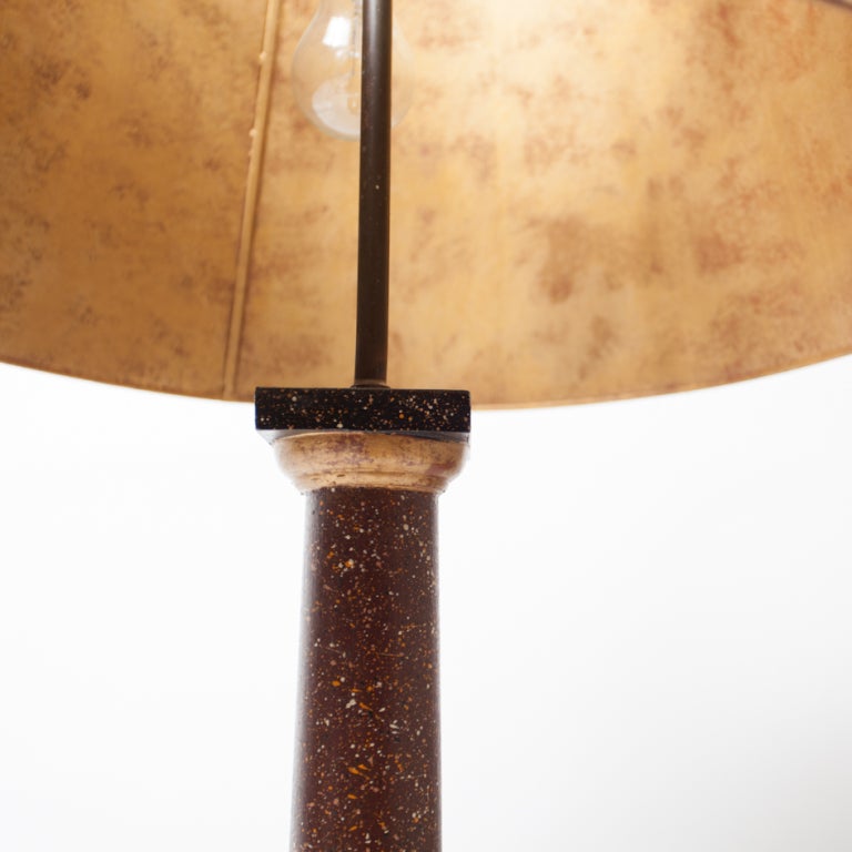 Midcentury Neoclassical Metal and Faux Phorphyry Table Lamps Jansen Style, Pair In Good Condition For Sale In Madrid, ES