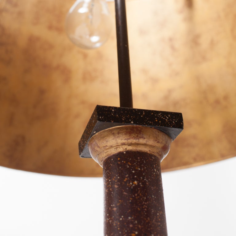 20th Century Midcentury Neoclassical Metal and Faux Phorphyry Table Lamps Jansen Style, Pair For Sale
